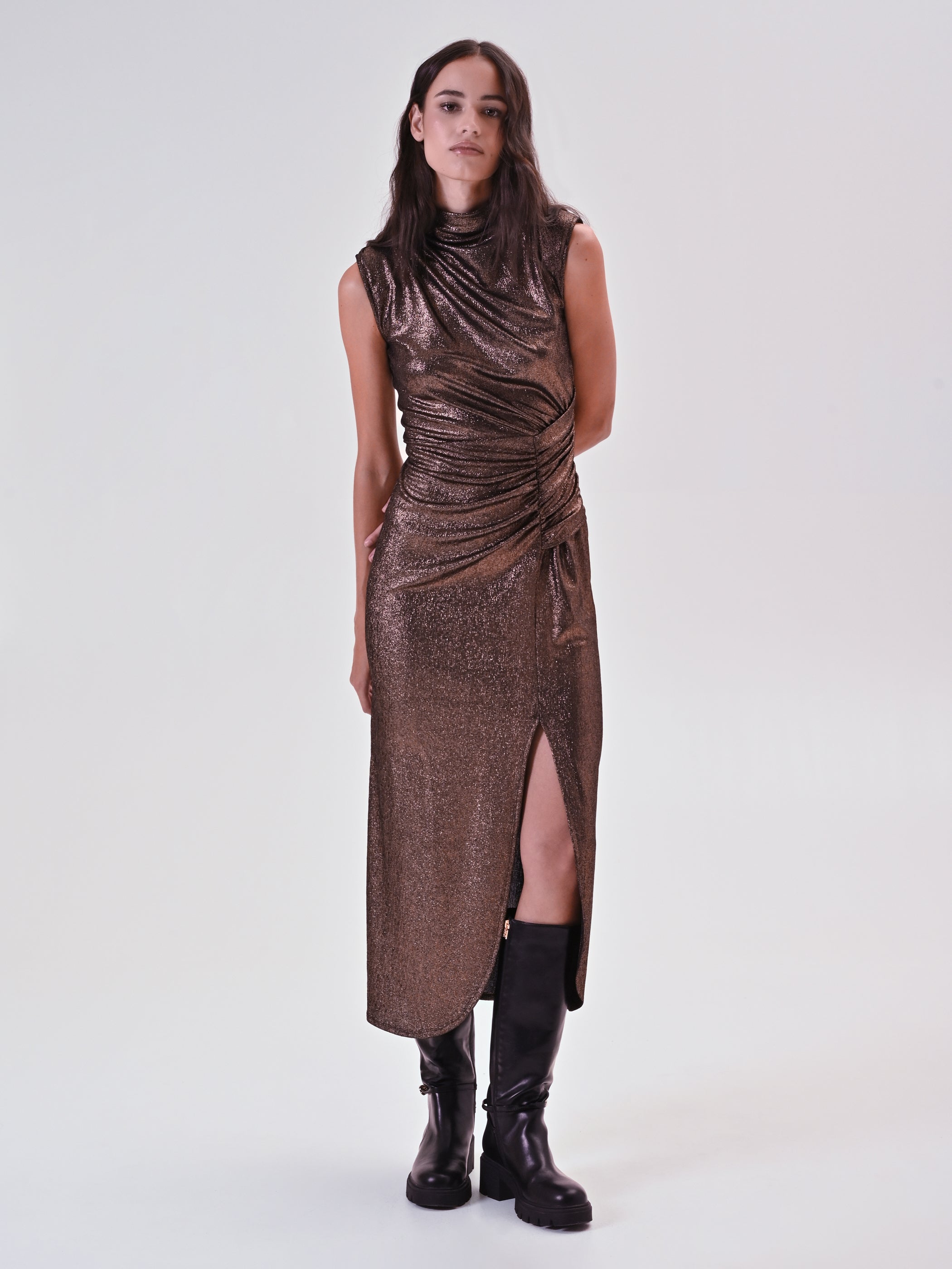 Draped Bronze Dress