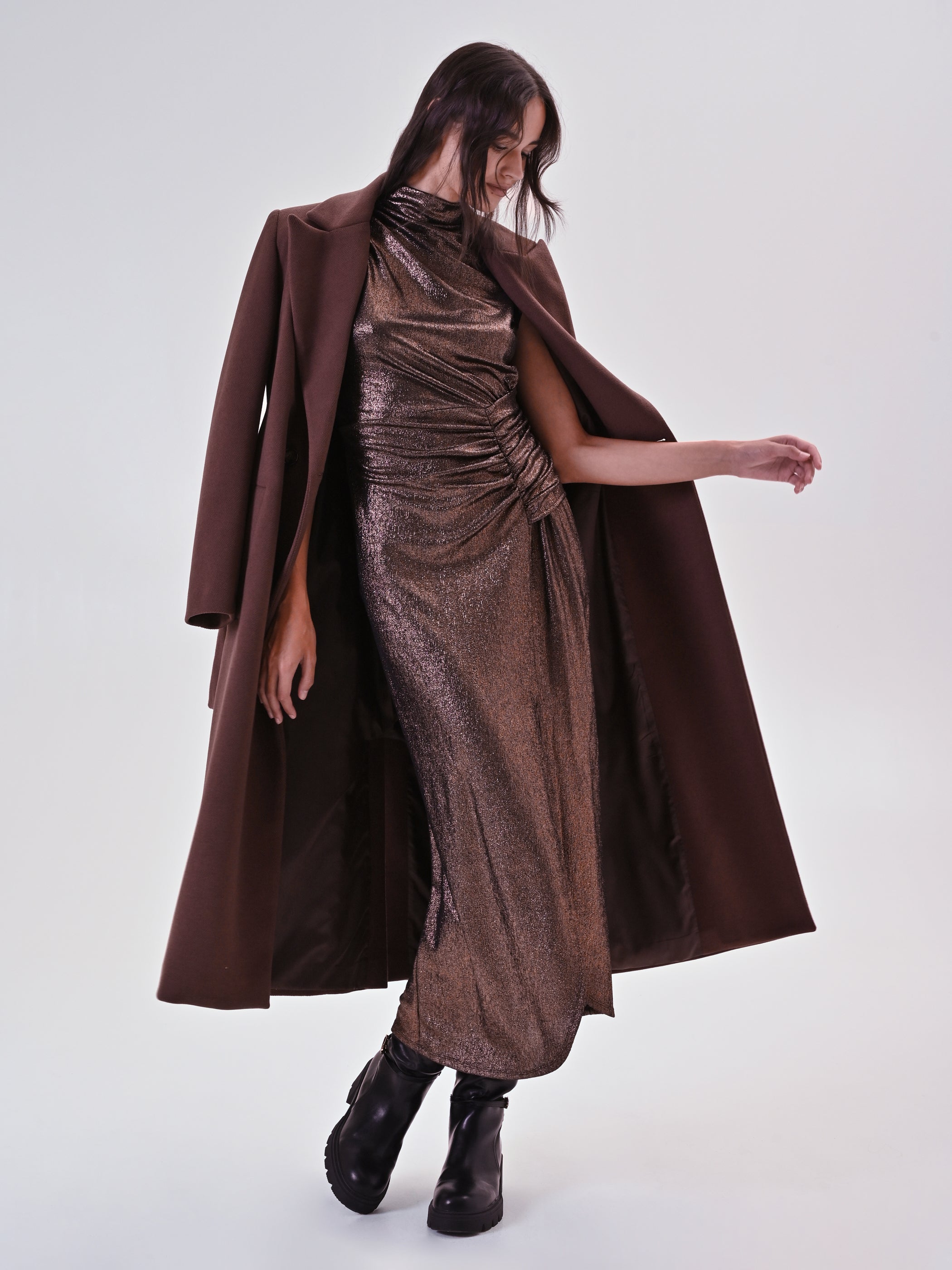 Draped Bronze Dress