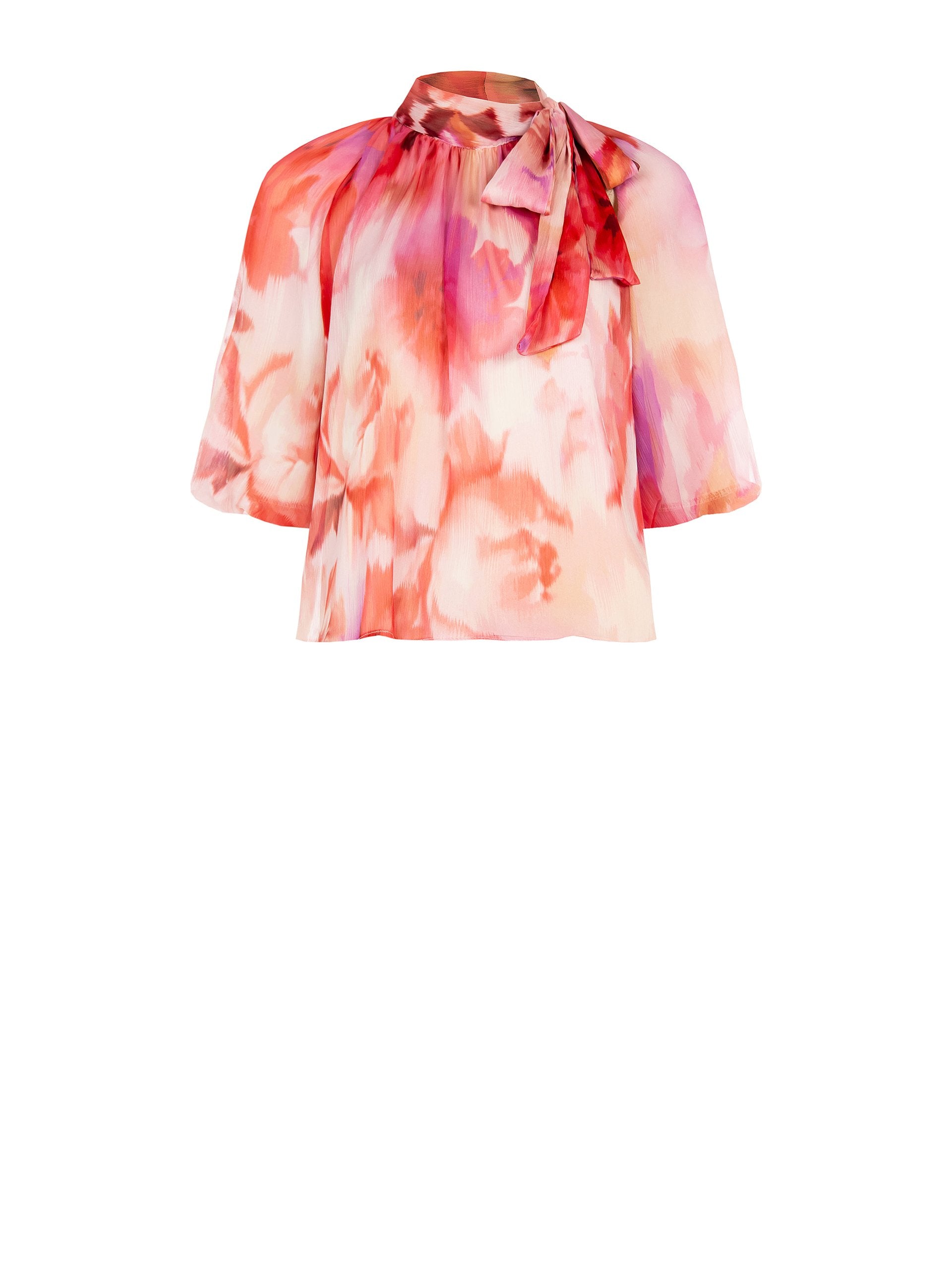 Chemisier imprimé à col montant avec détail nœud