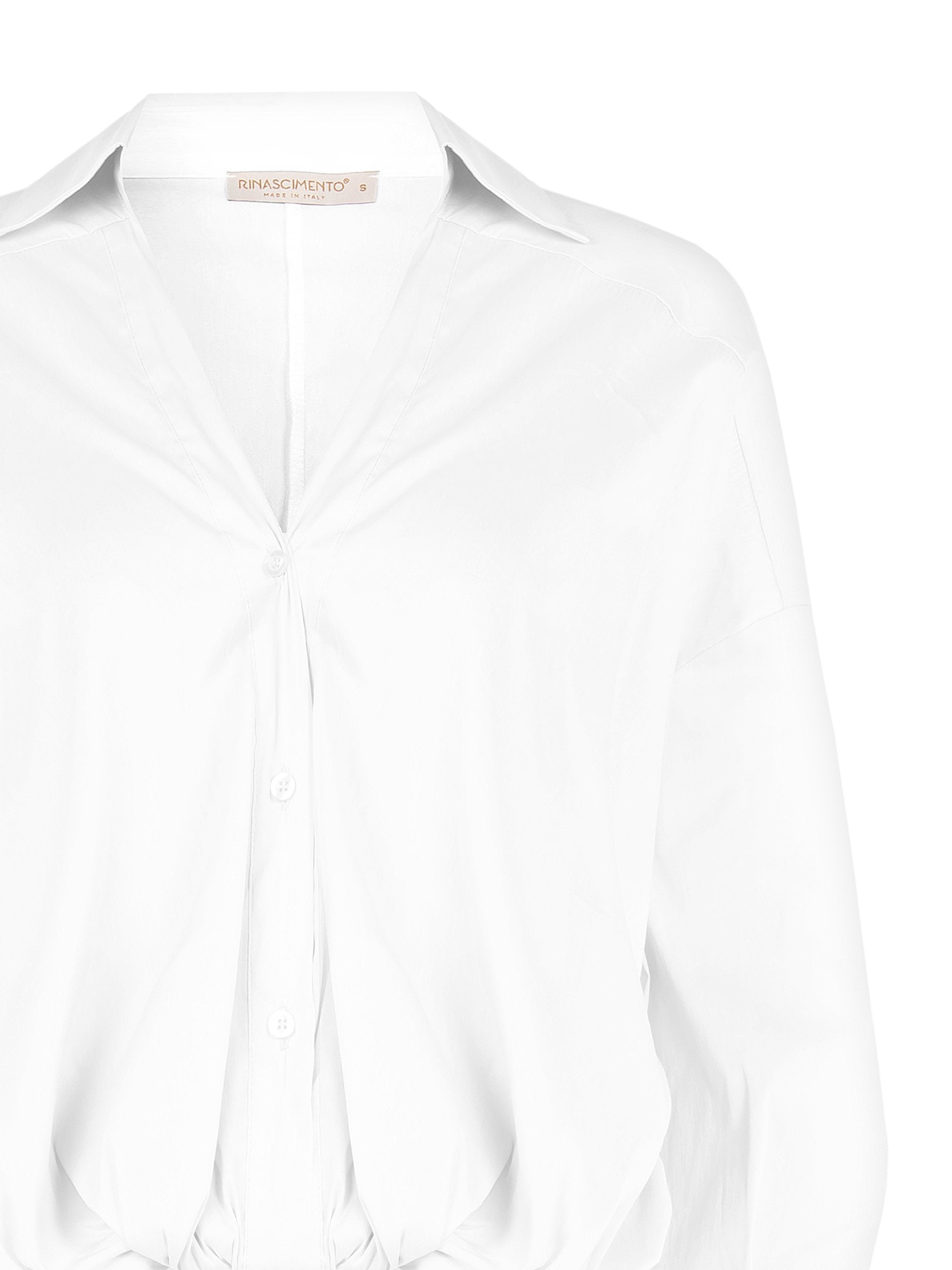 Asymmetrical Balloon Shirt in Cotton Blend with V-Neck