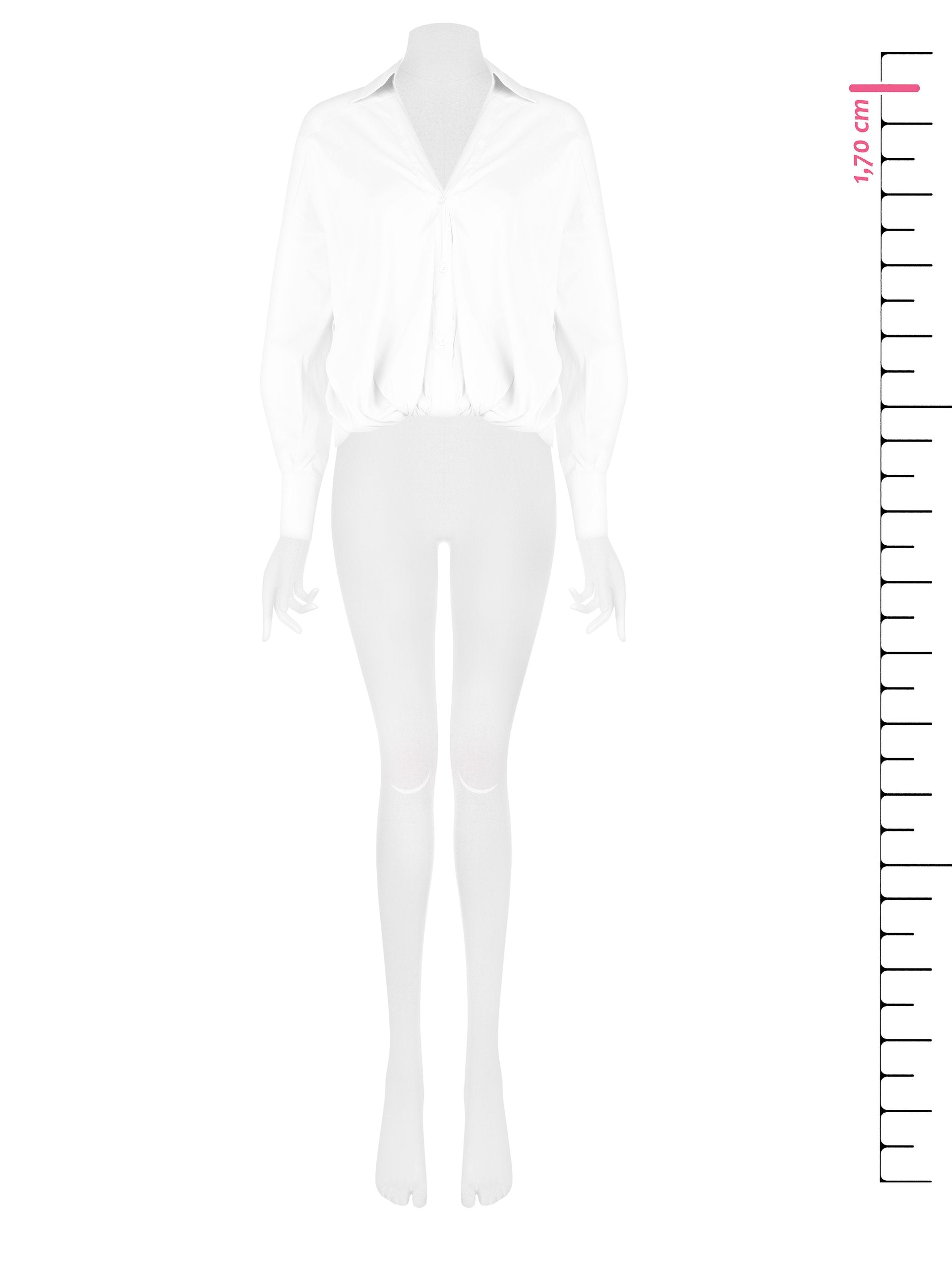 Asymmetrical Balloon Shirt in Cotton Blend with V-Neck