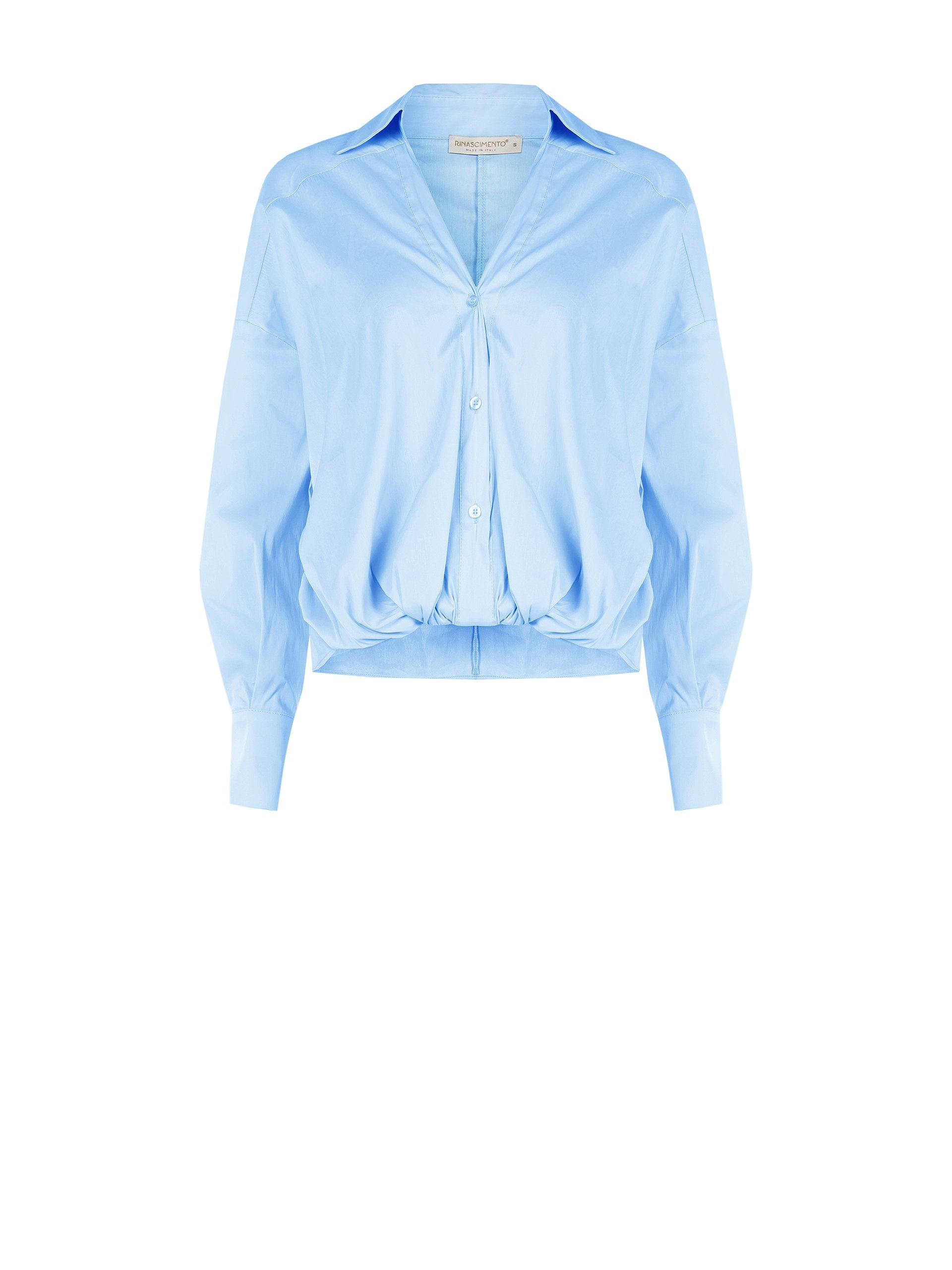 Asymmetrical Balloon Shirt in Cotton Blend with V-Neck