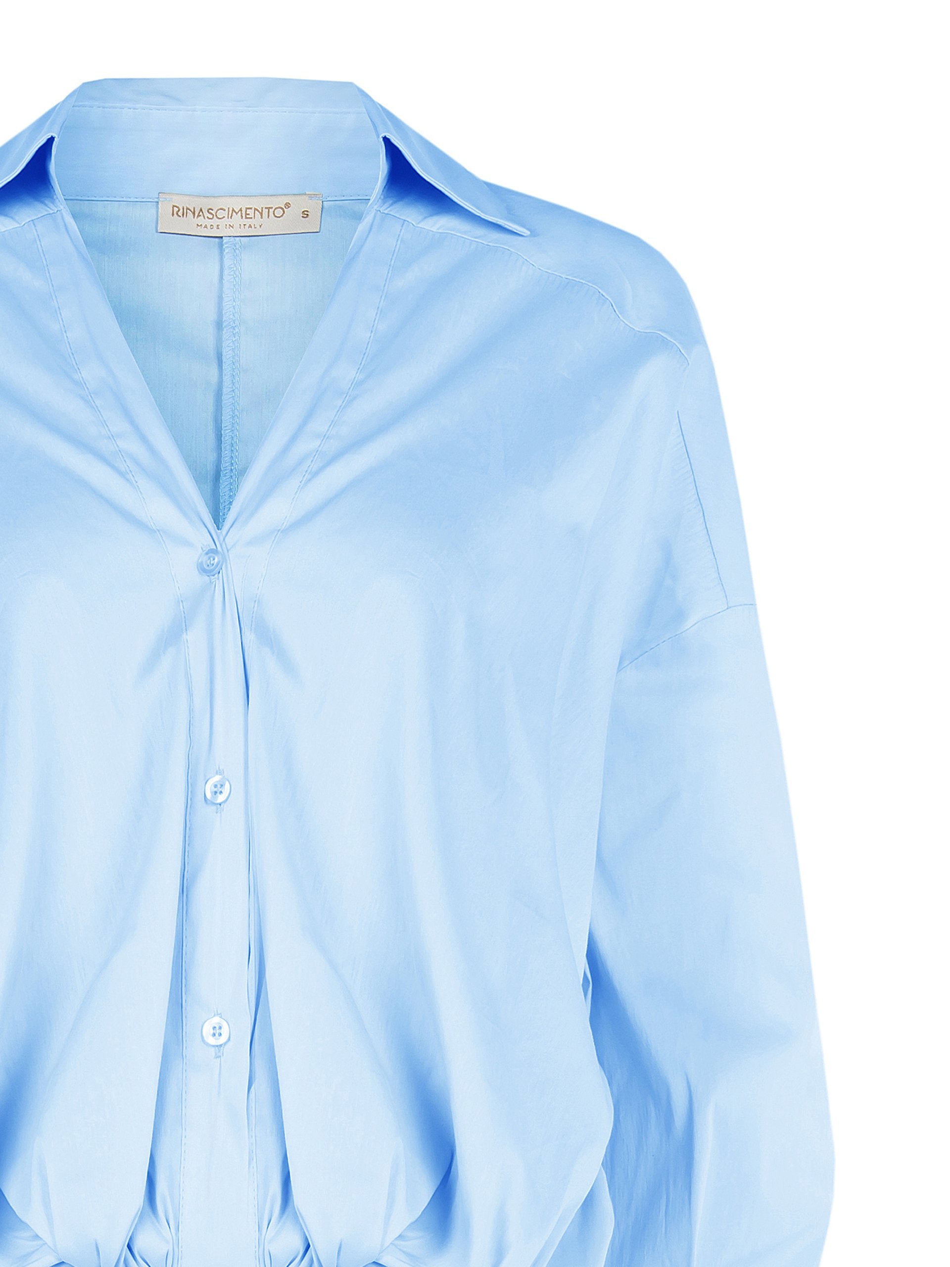 Asymmetrical Balloon Shirt in Cotton Blend with V-Neck