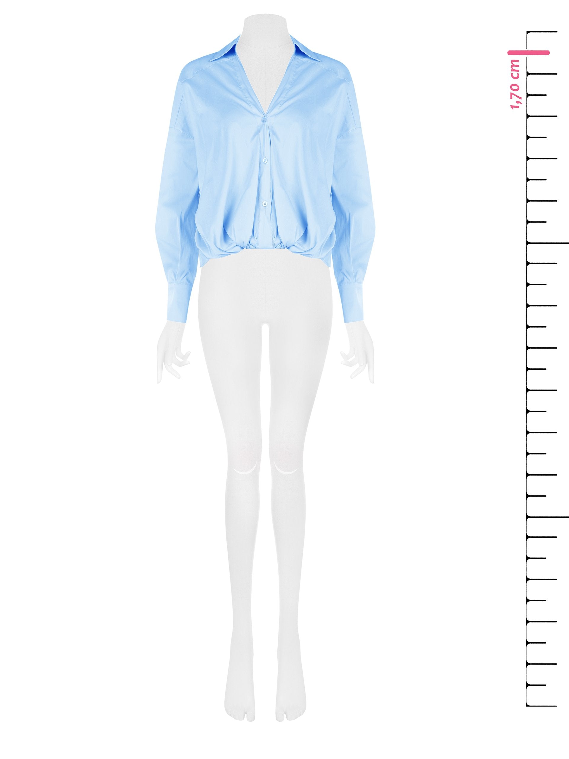 Asymmetrical Balloon Shirt in Cotton Blend with V-Neck