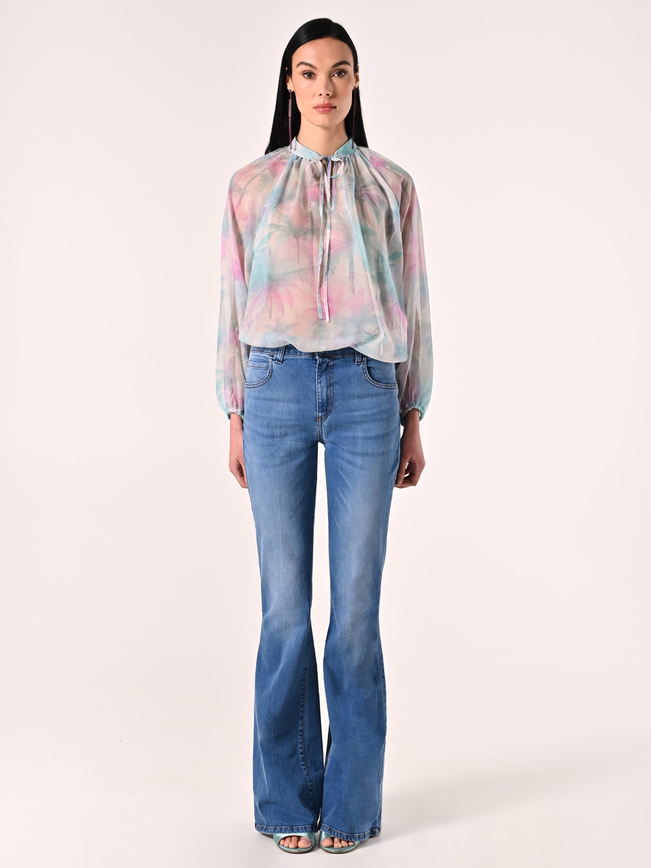 Palm Tree Print Blouse