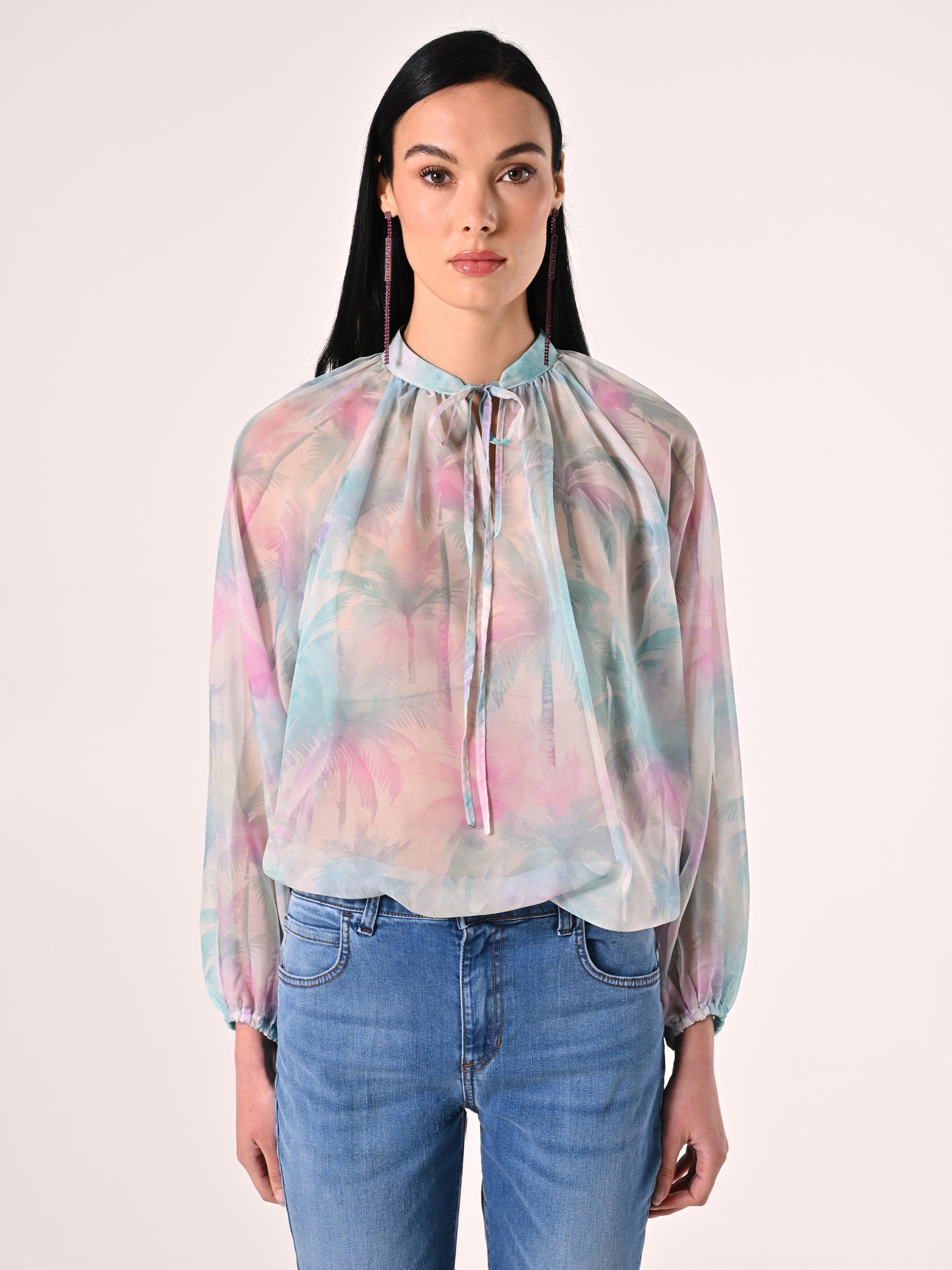 Palm Tree Print Blouse