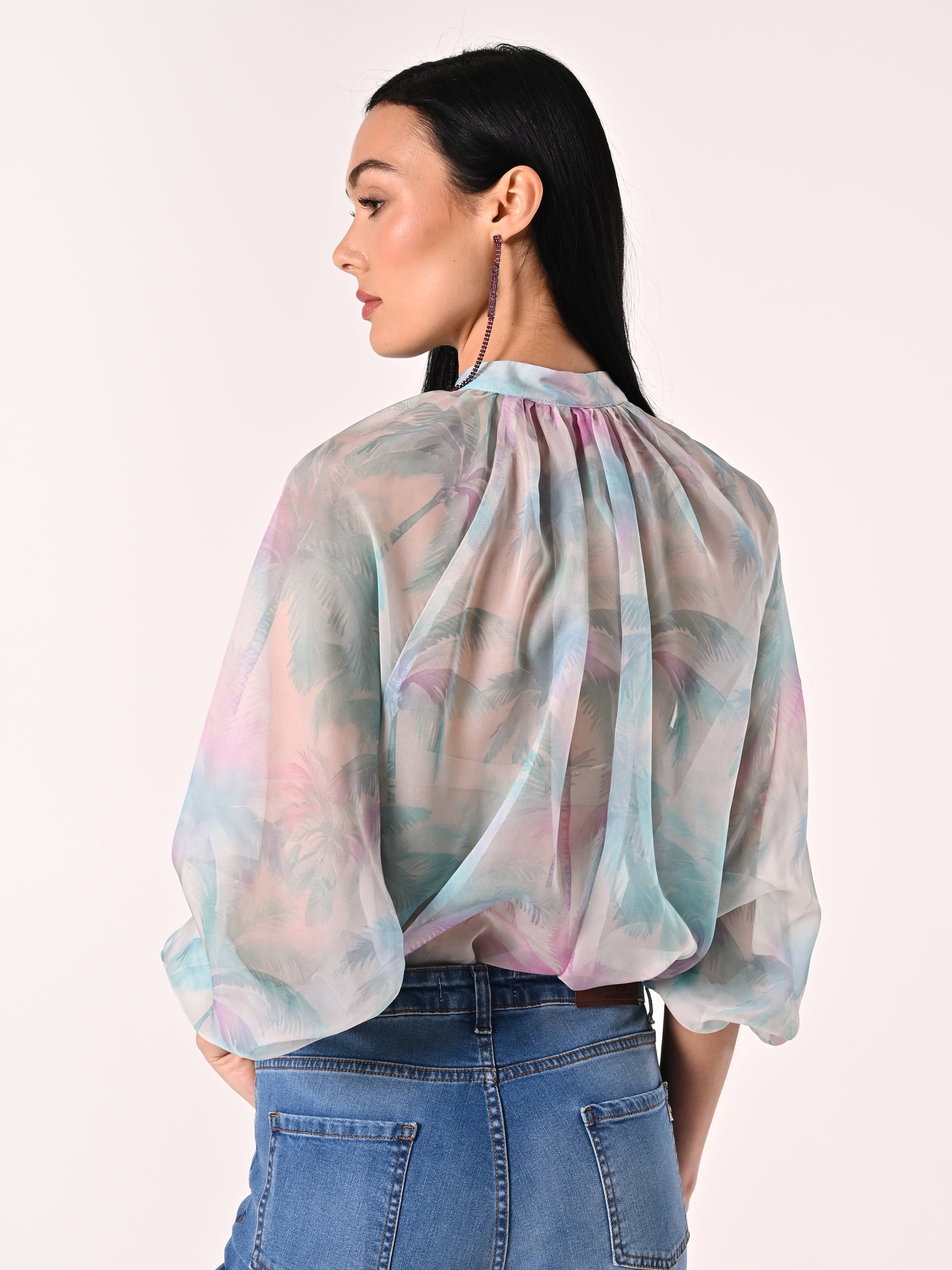 Palm Tree Print Blouse