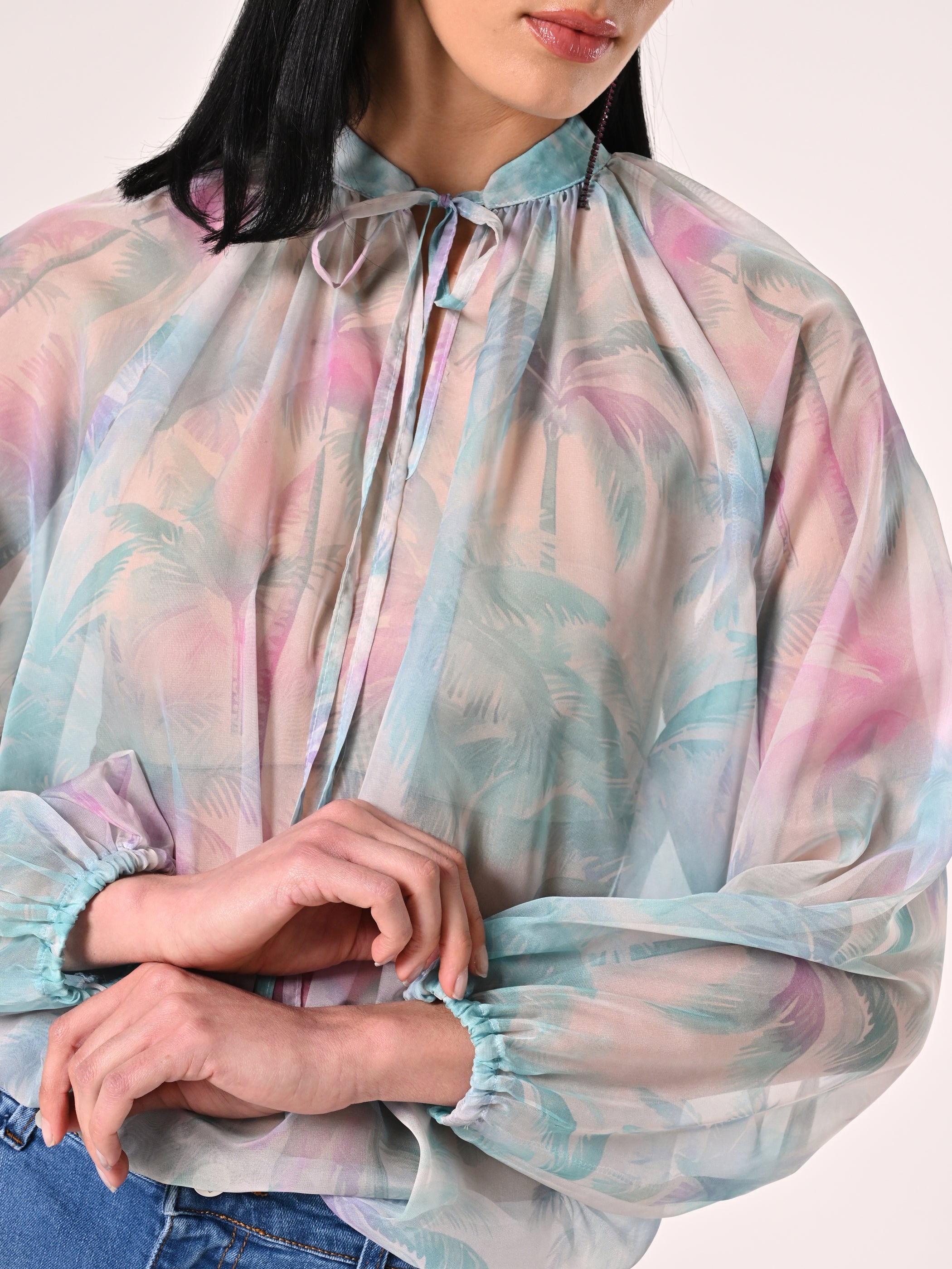 Palm Tree Print Blouse