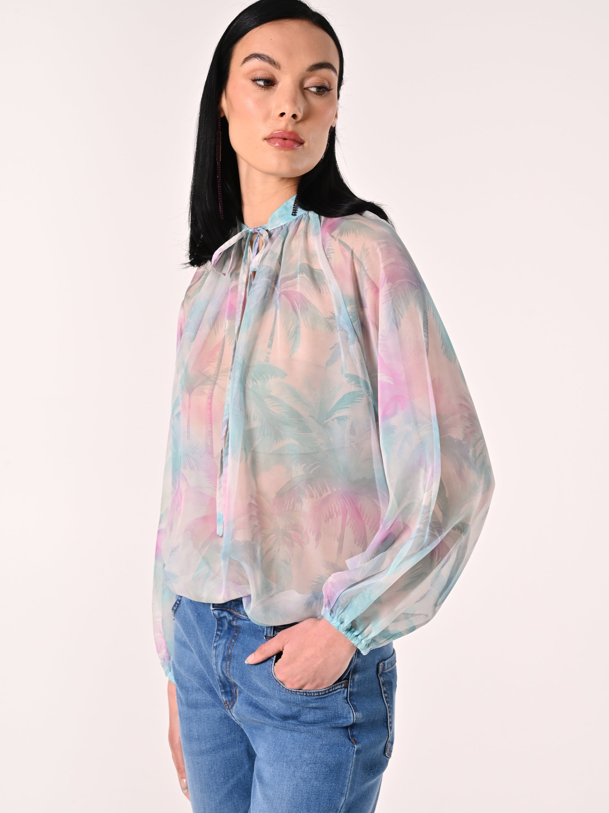 Palm Tree Print Blouse