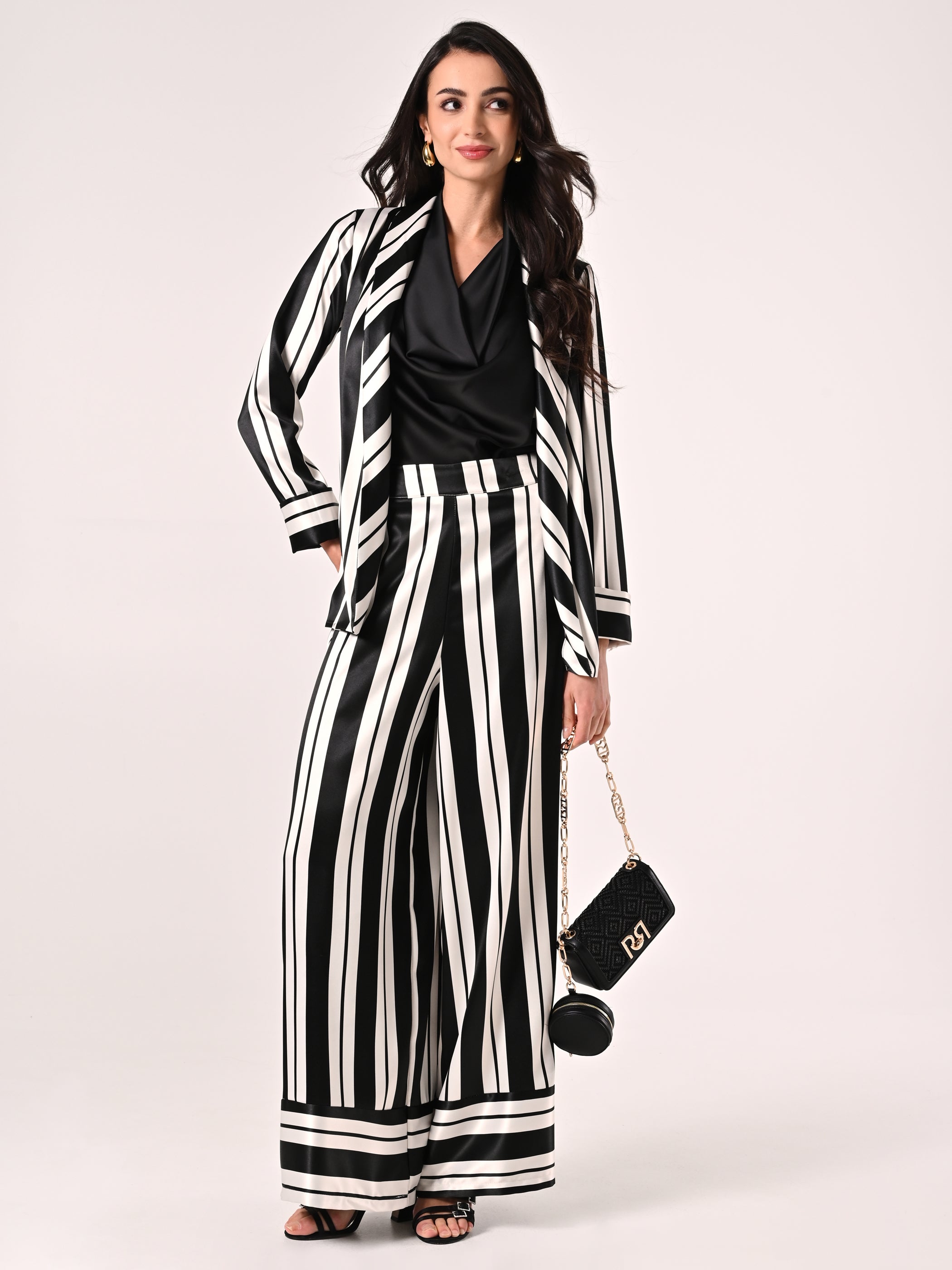 Black & White Striped Trousers