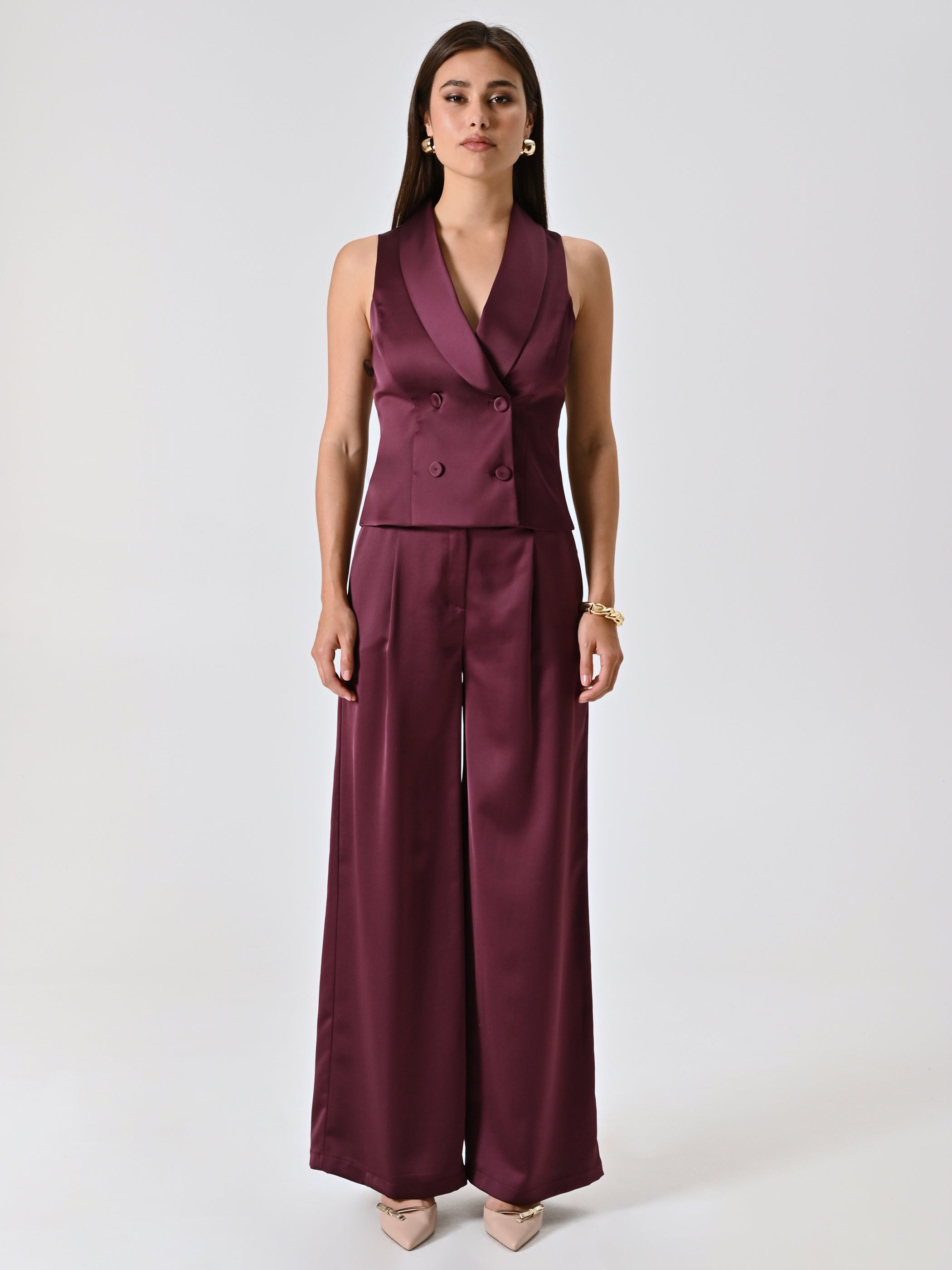 Burgundy Satin Waistcoat
