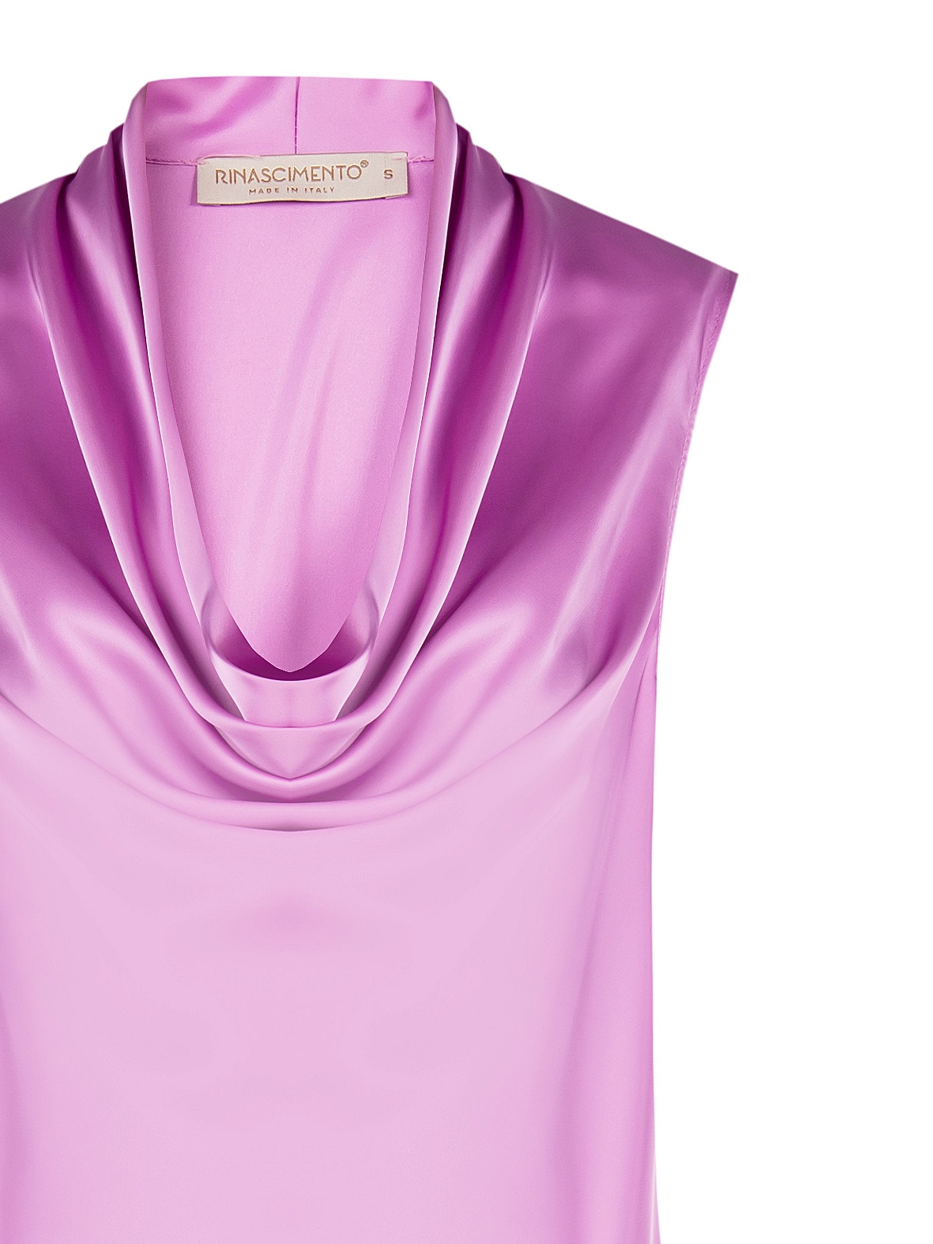 Draped Satin Cowl-Neck Top