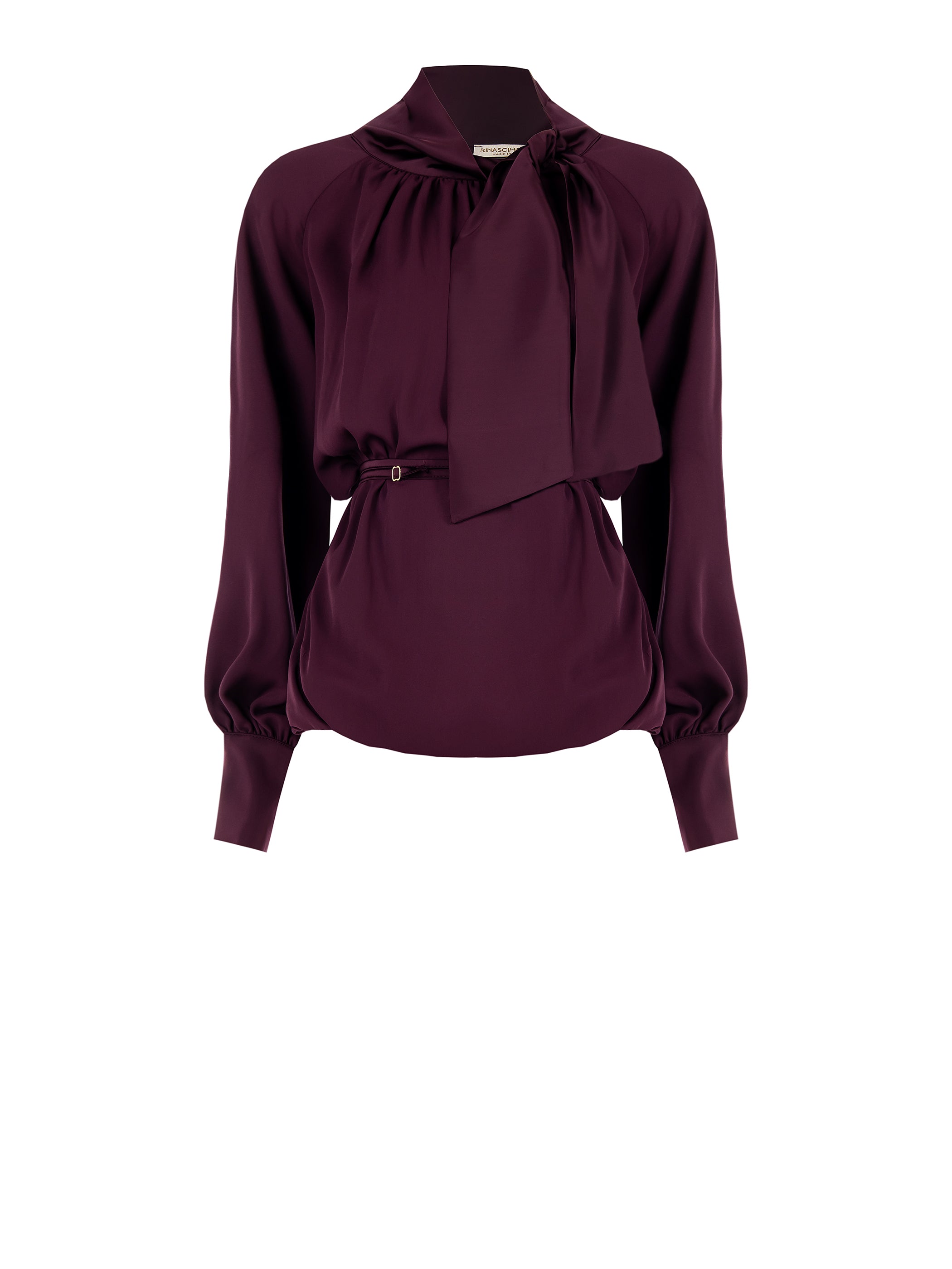 Blouse with Bow and Thin Belt