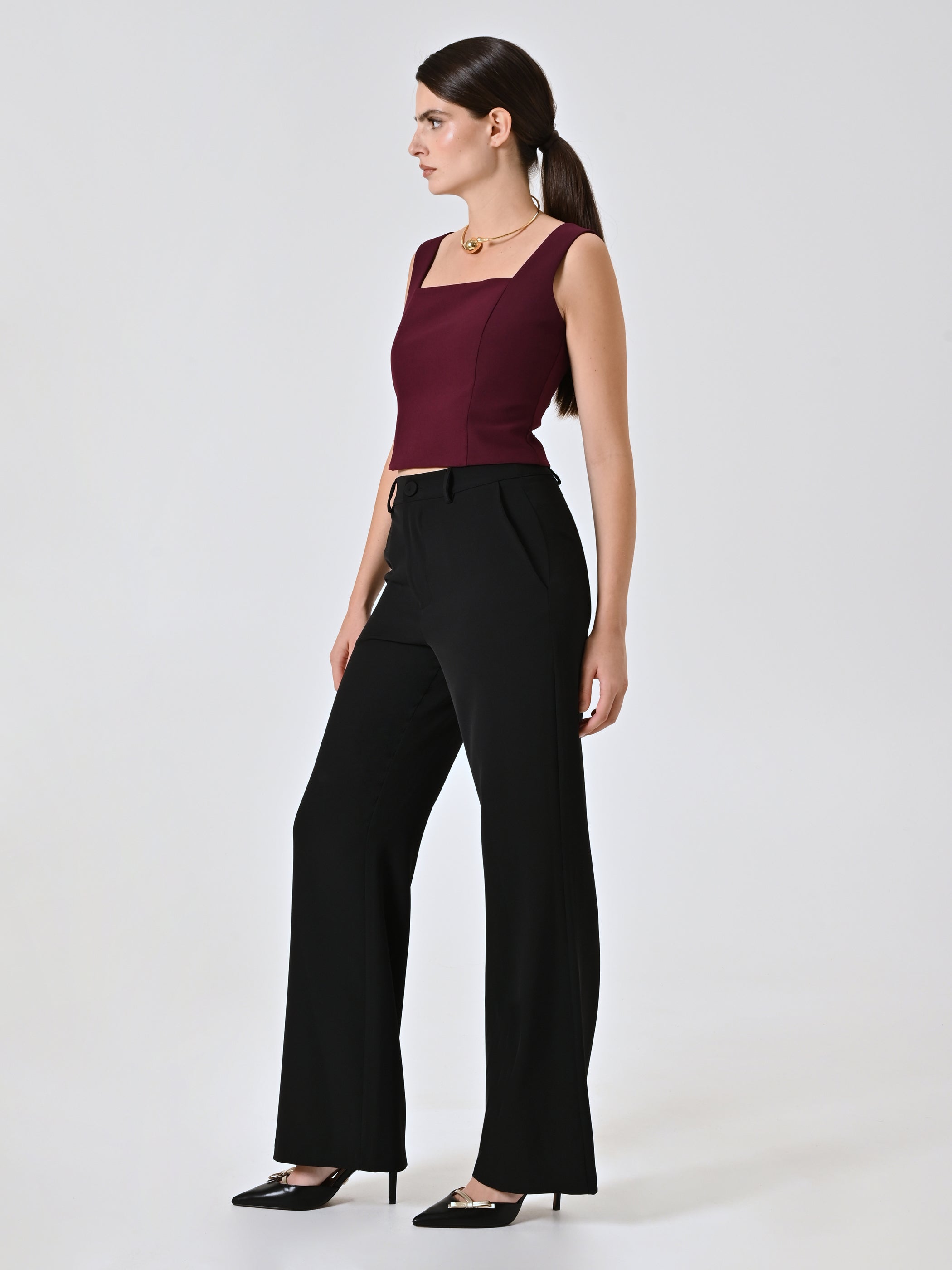 Pantalon noir en cady