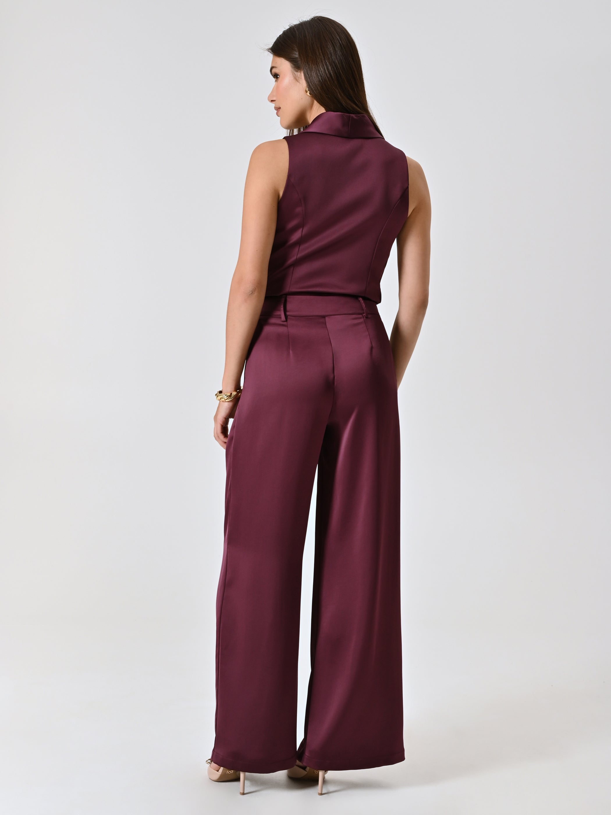 Burgundy Satin Trousers