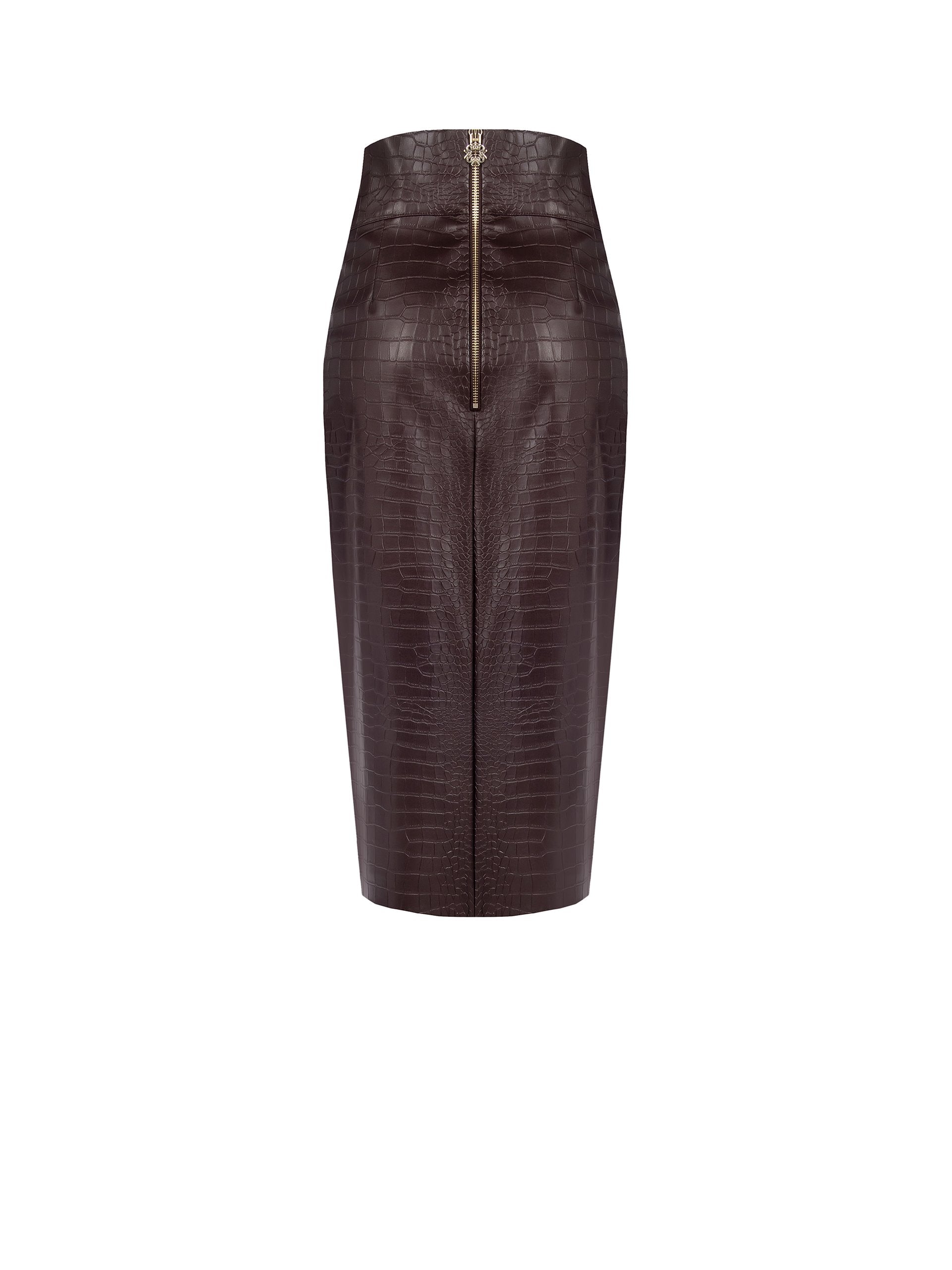 Croc-Effect Midi Pencil Skirt