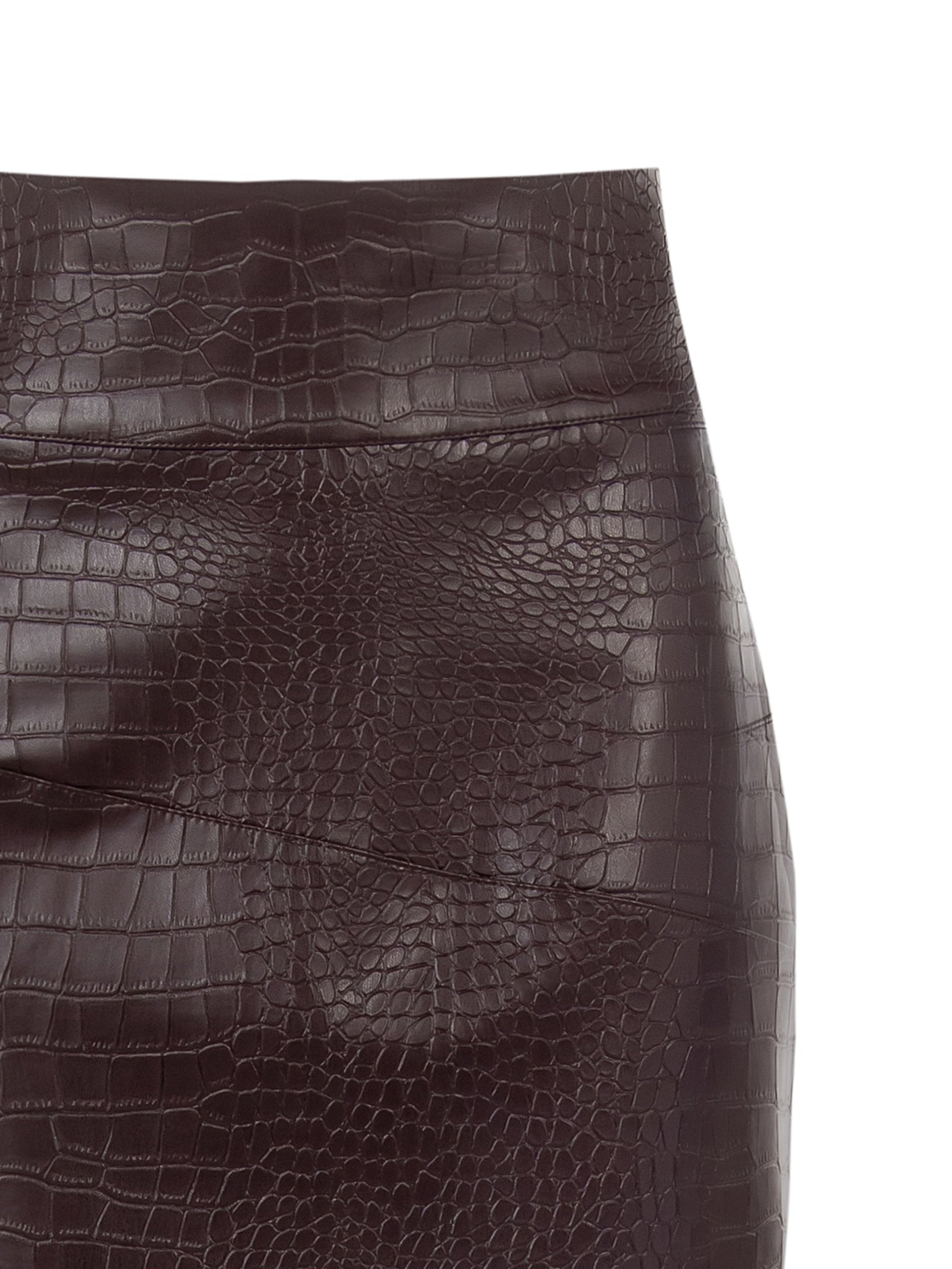 Croc-Effect Midi Pencil Skirt