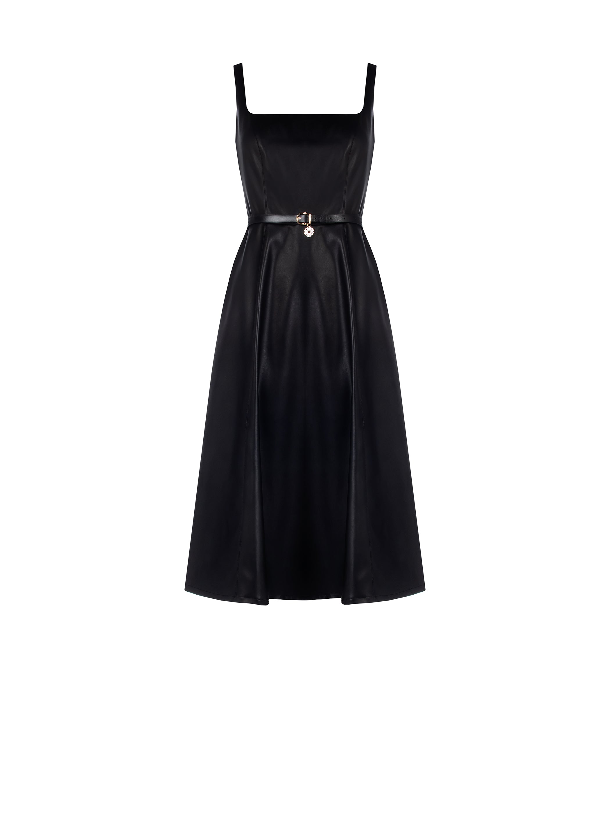 Flared Faux Leather Dress