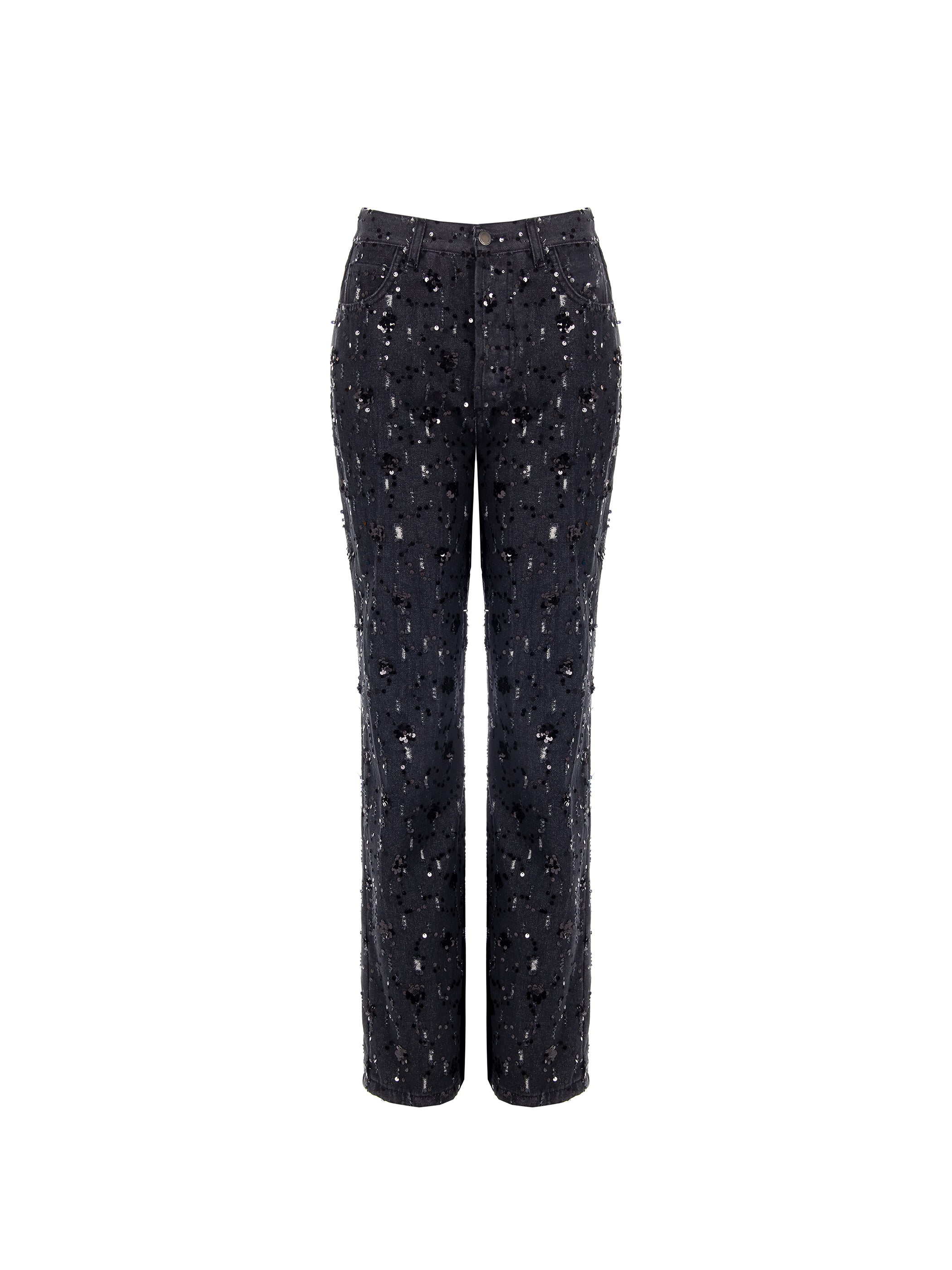 Pantalon en jean orné de paillettes