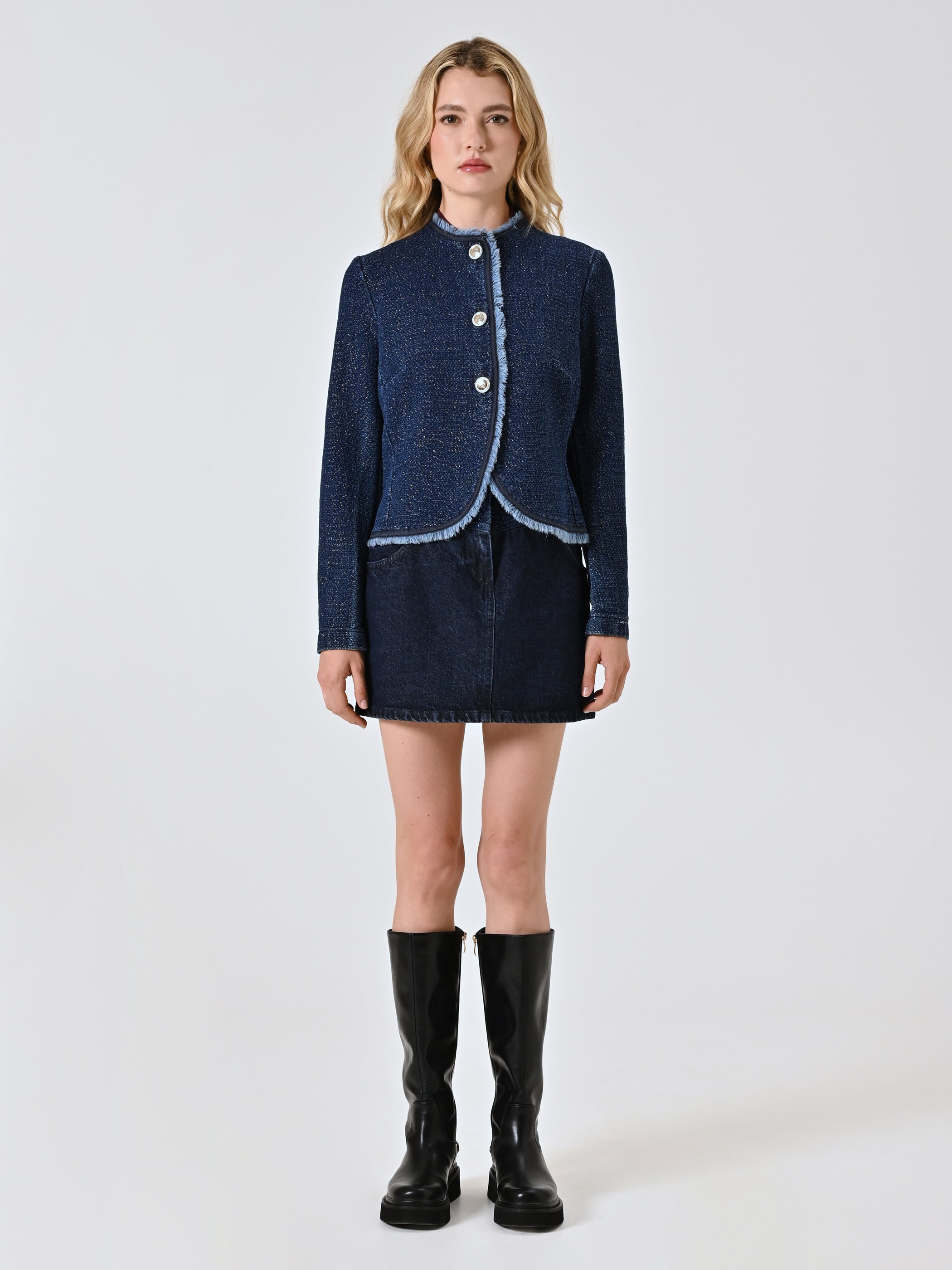 Denim Jacket with Lurex Details