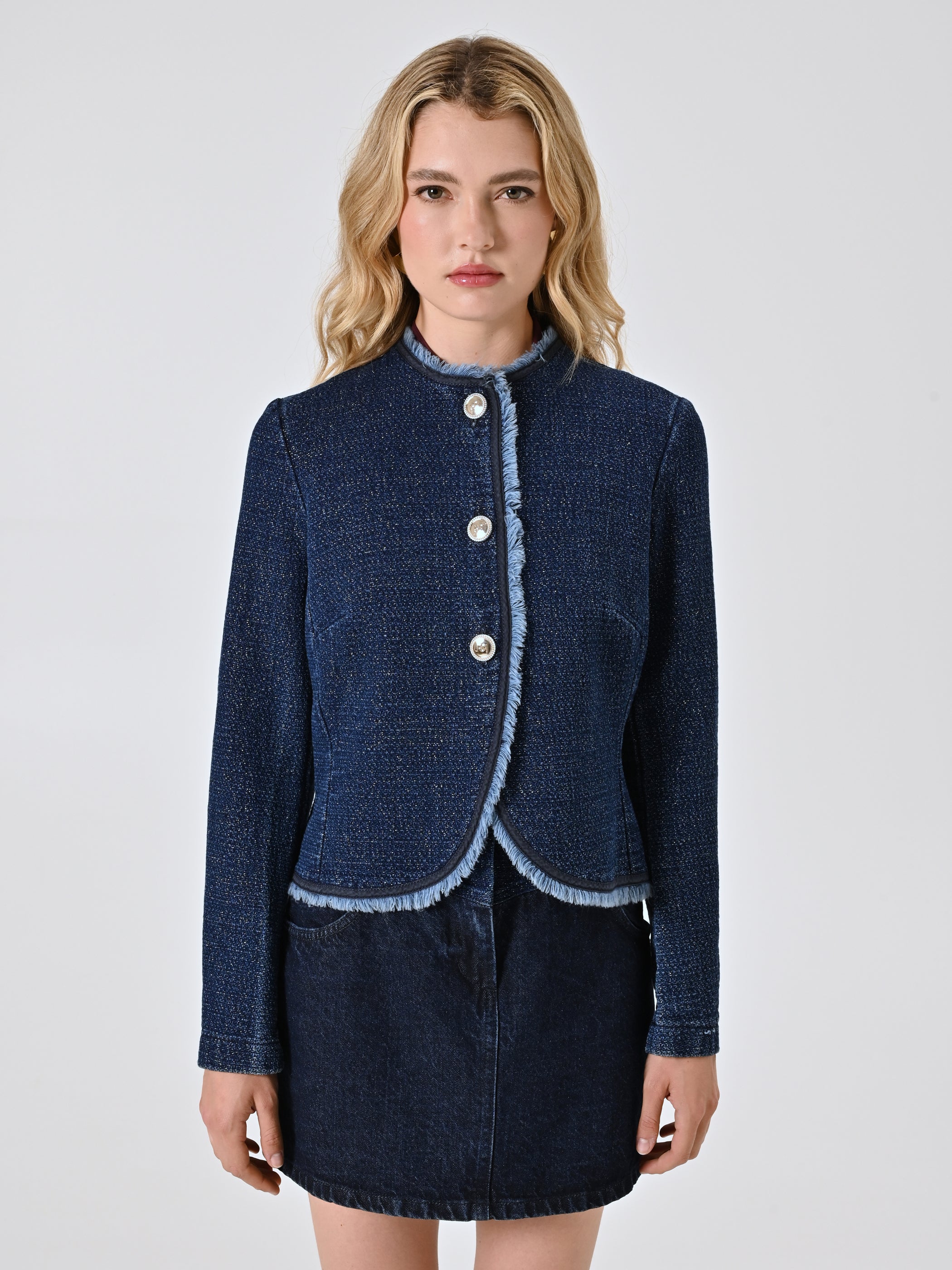 Denim Jacket with Lurex Details
