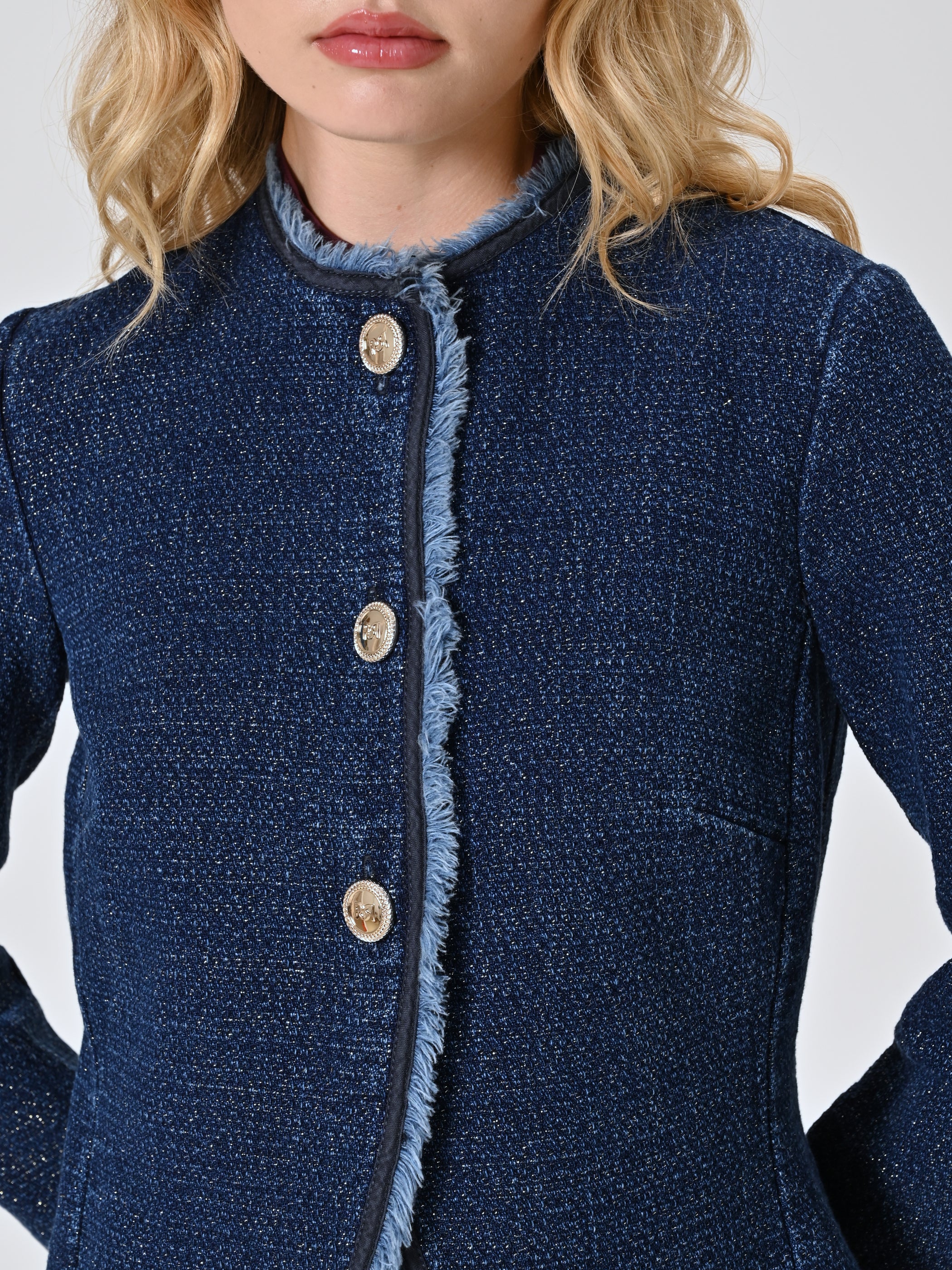 Denim Jacket with Lurex Details