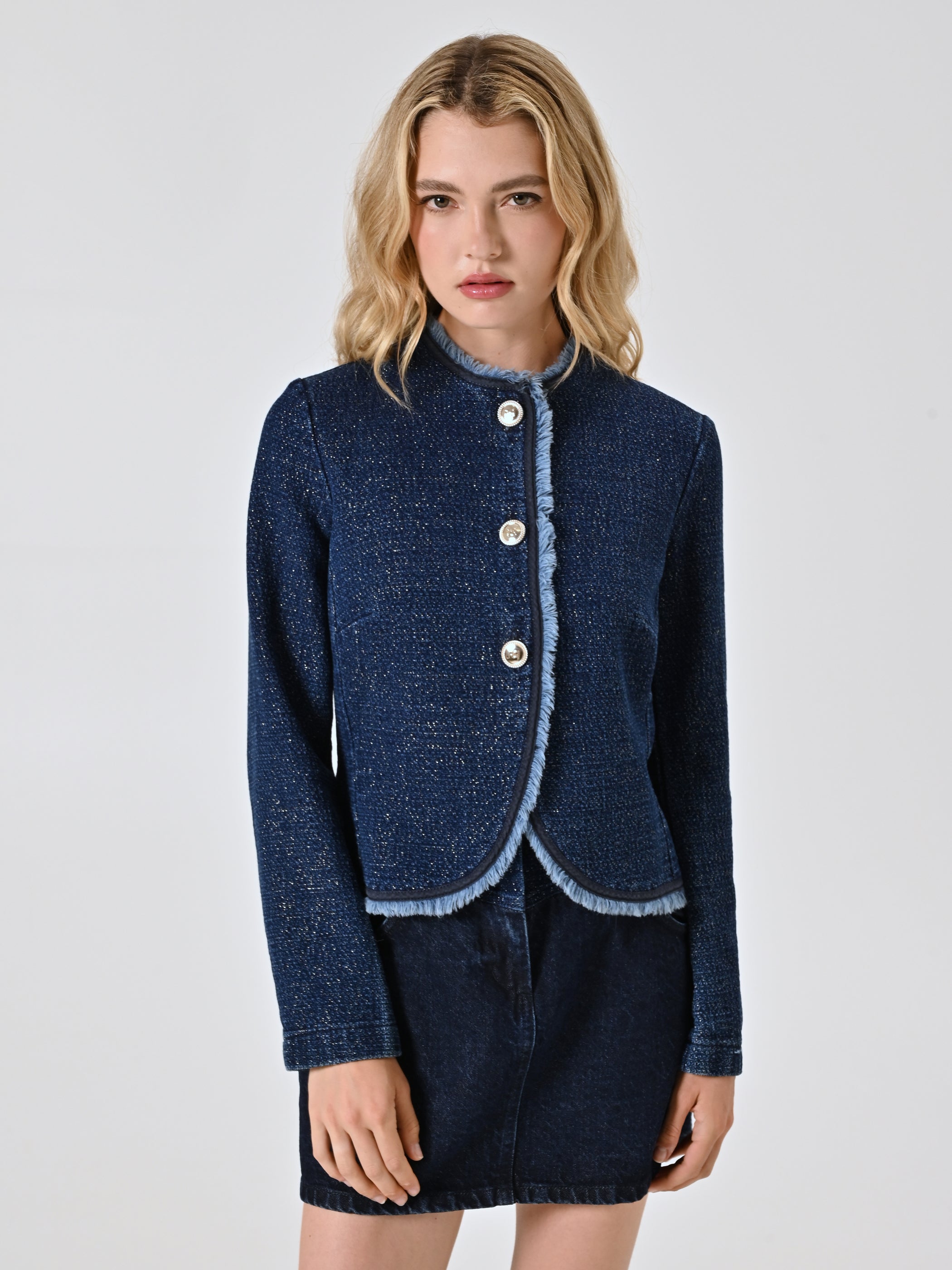 Denim Jacket with Lurex Details