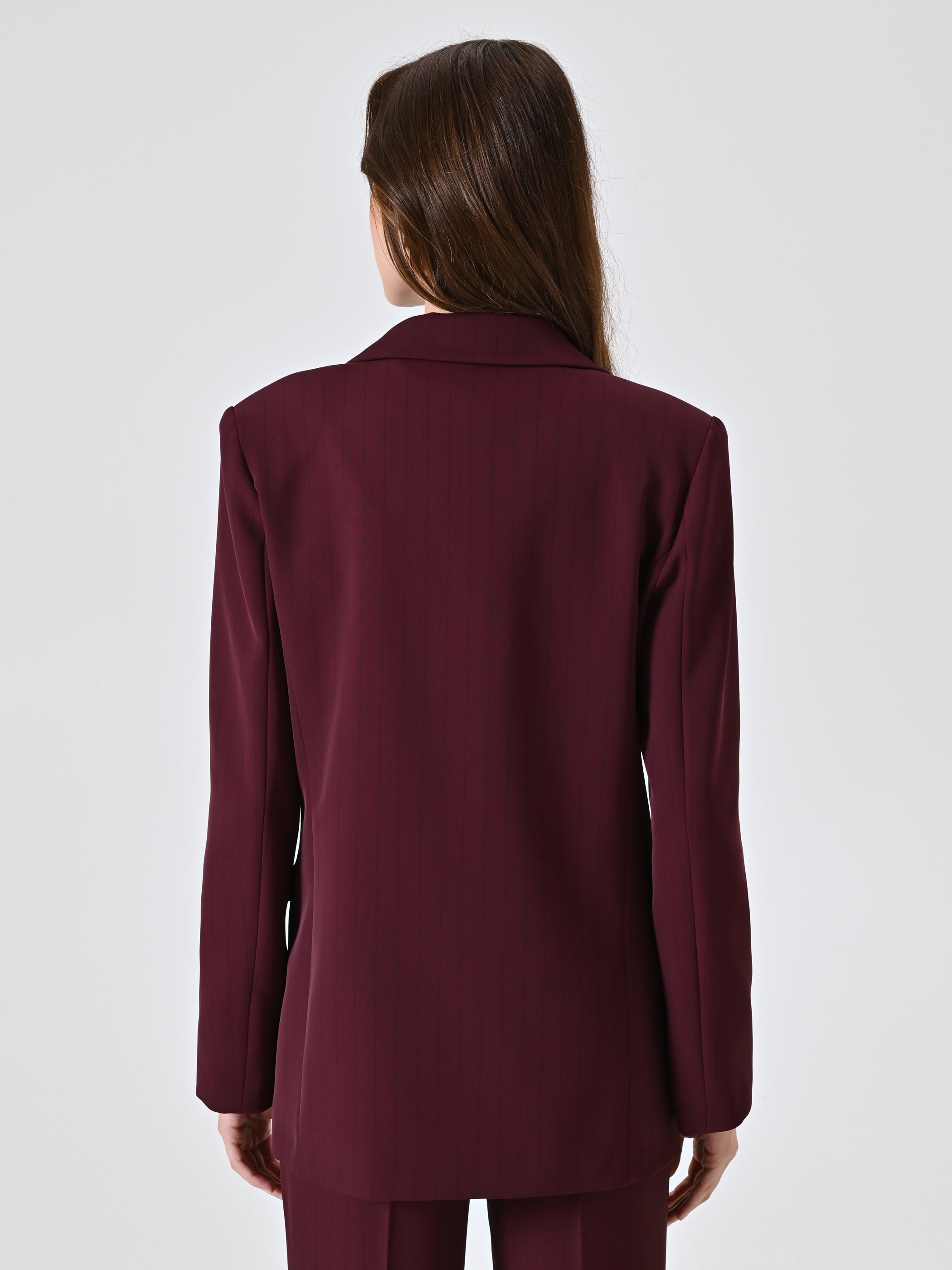 Burgundy Blazer with Black Stripe