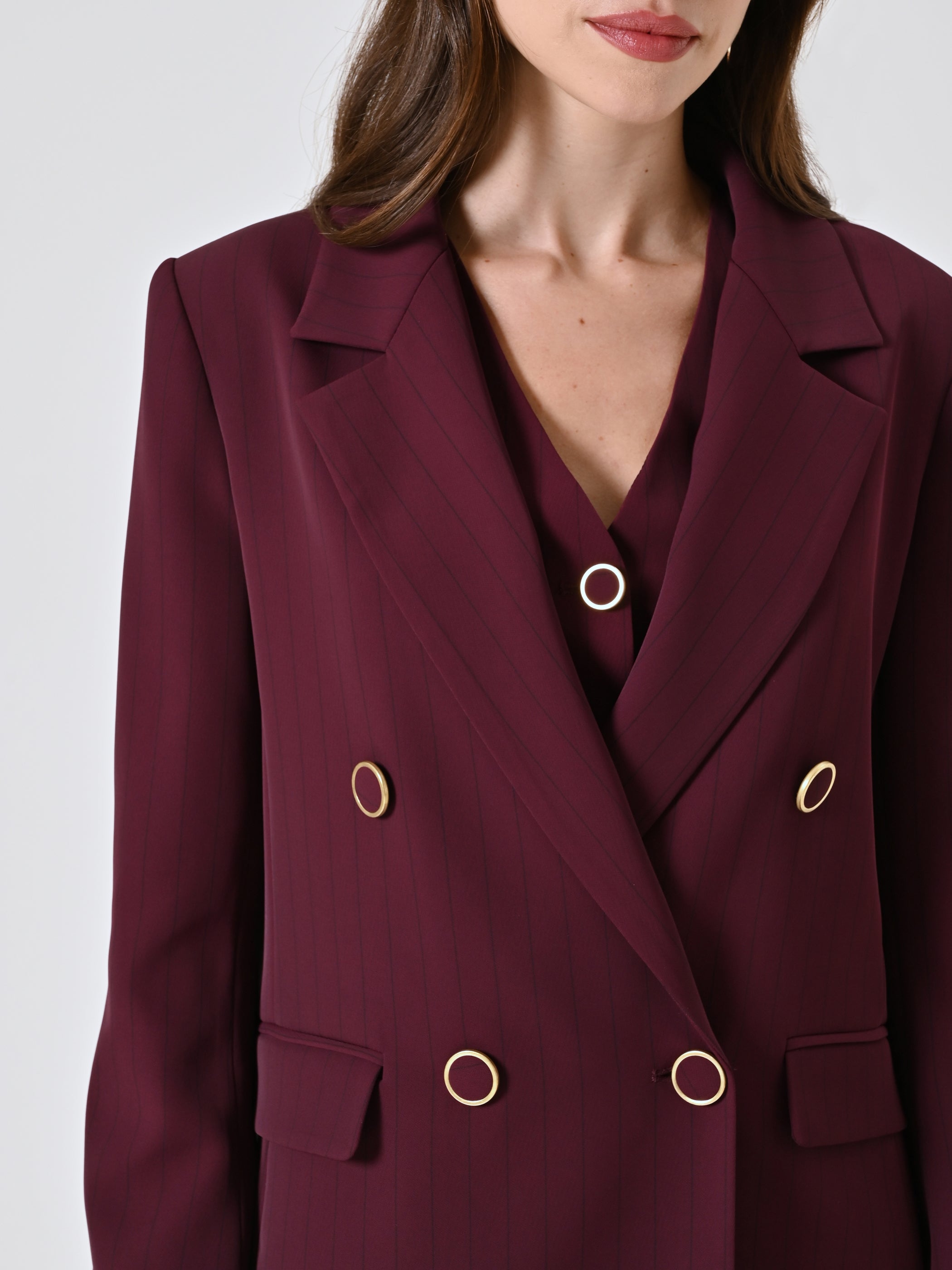Burgundy Blazer with Black Stripe