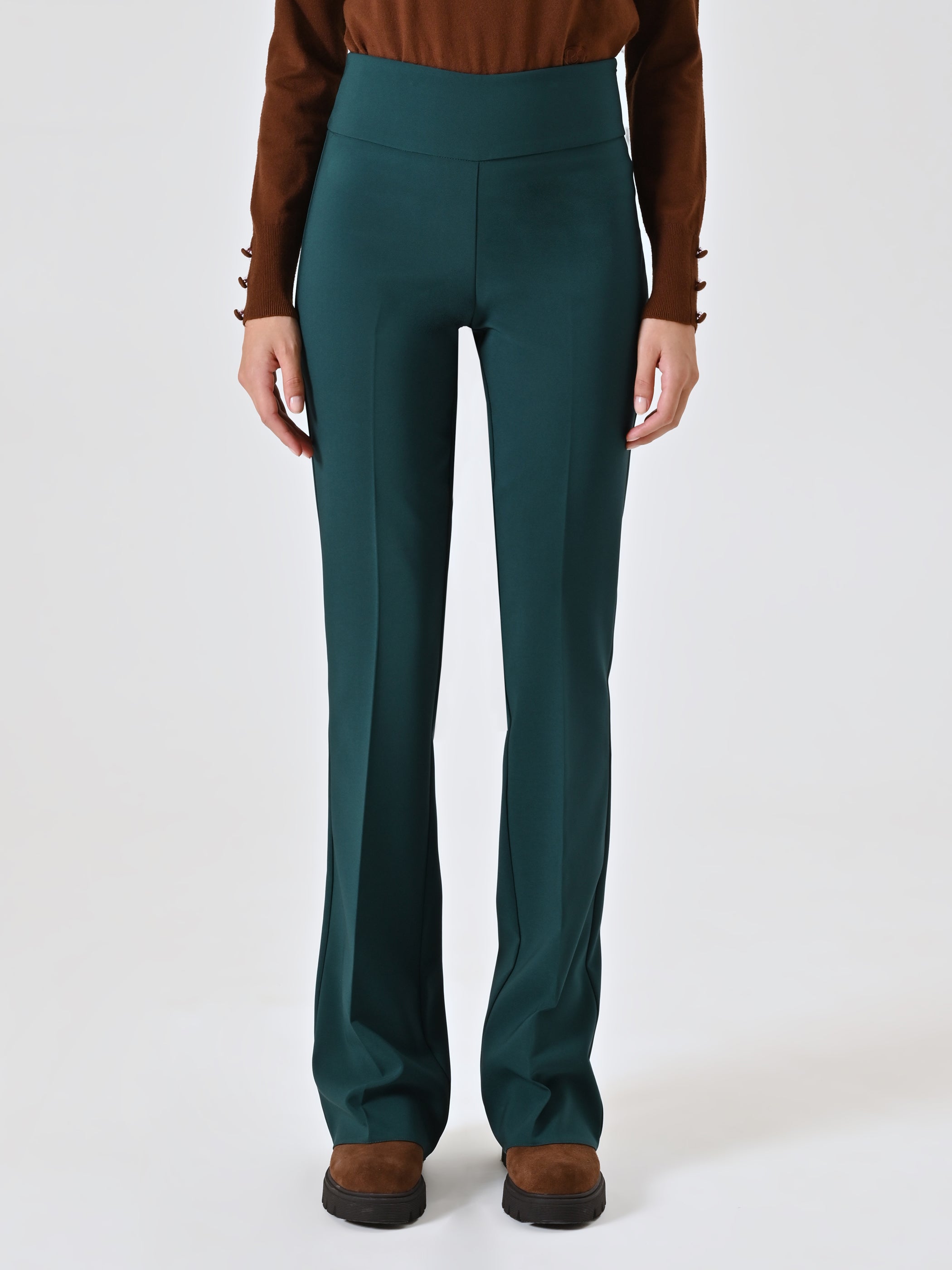 Flared Trousers in Technical Fabric