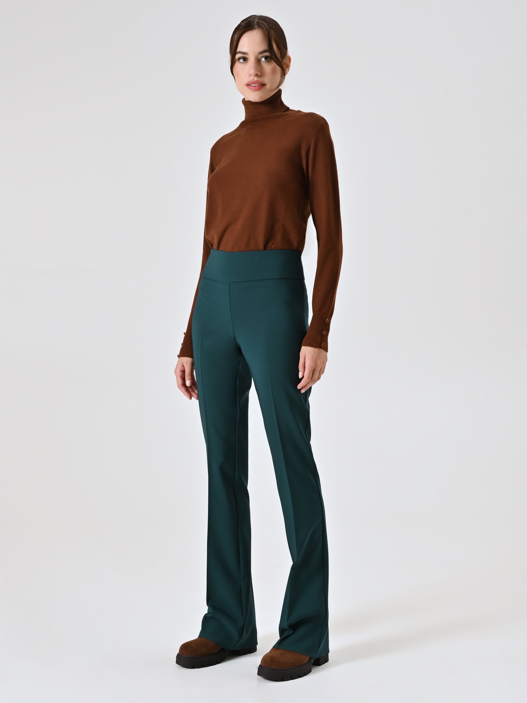 Flared Trousers in Technical Fabric