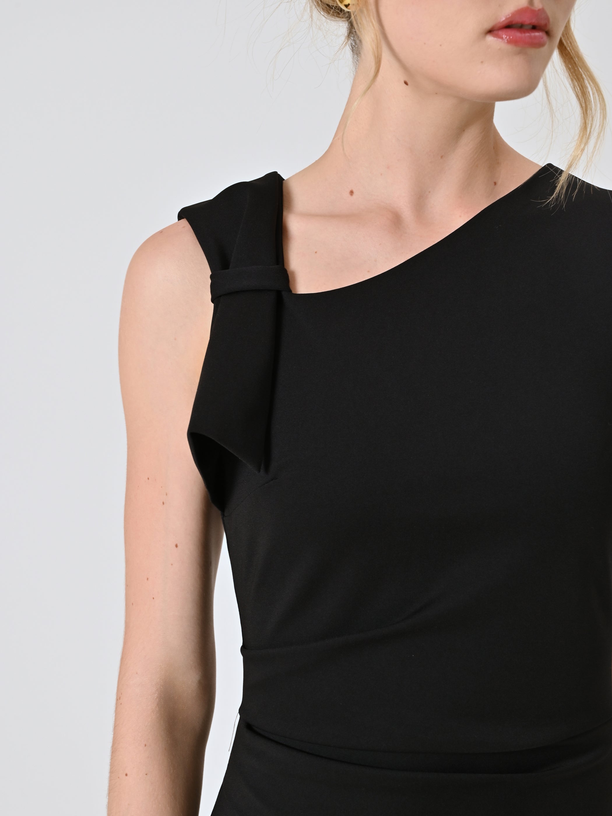 Midi Sheath Dress with Bow in Milano Stitch