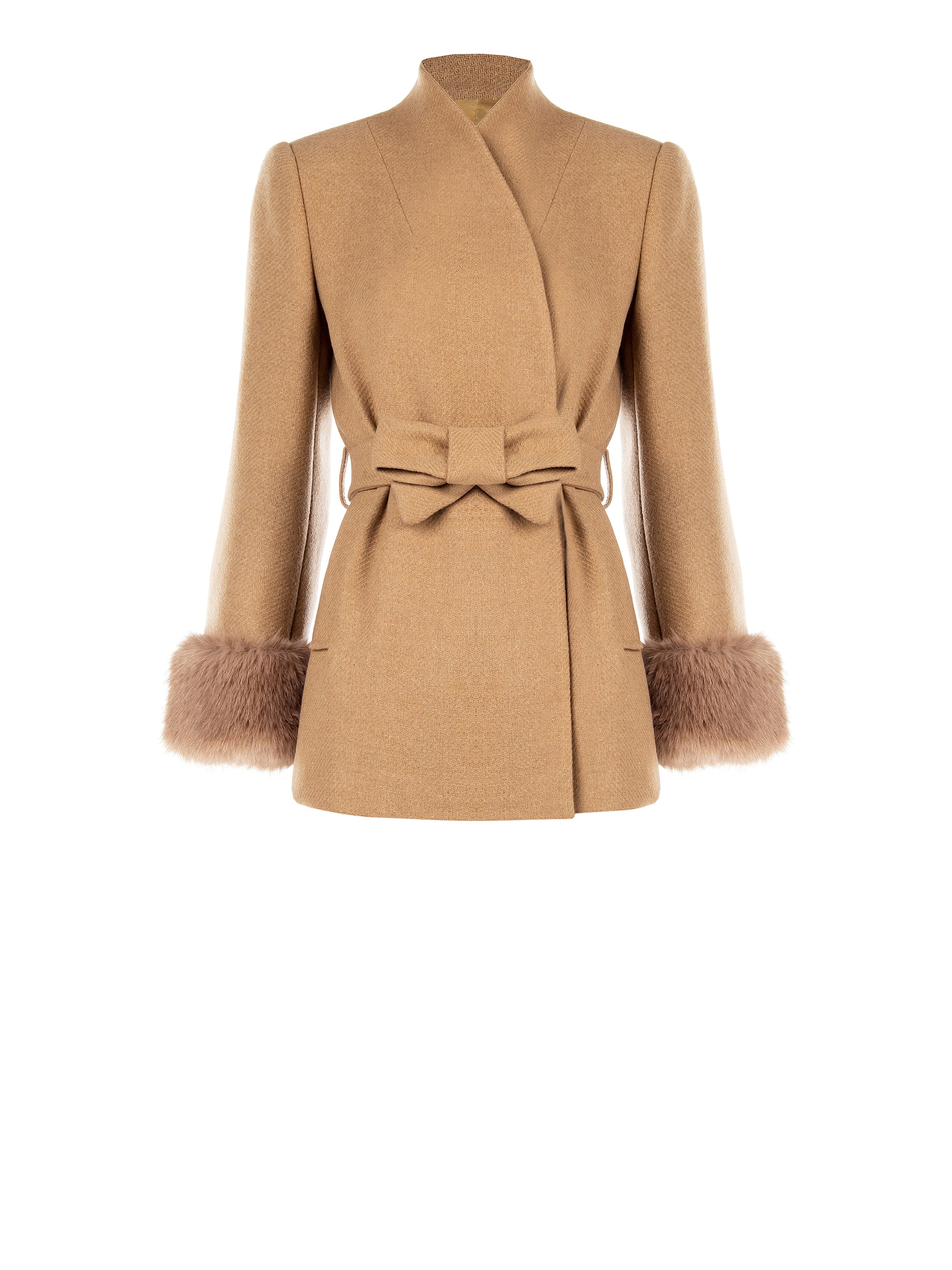 Manteau court avec empiècements effet fourrure