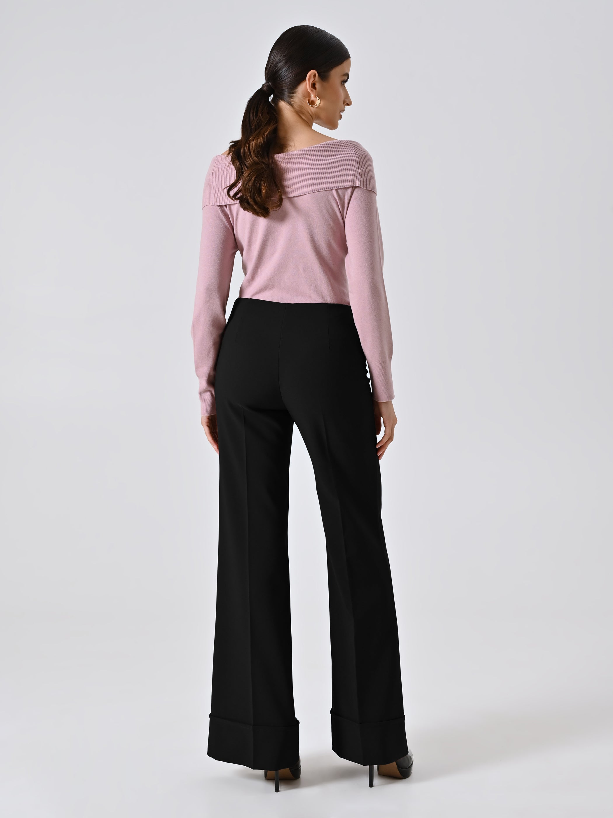 Pantalon large à revers maxi en tissu technique
