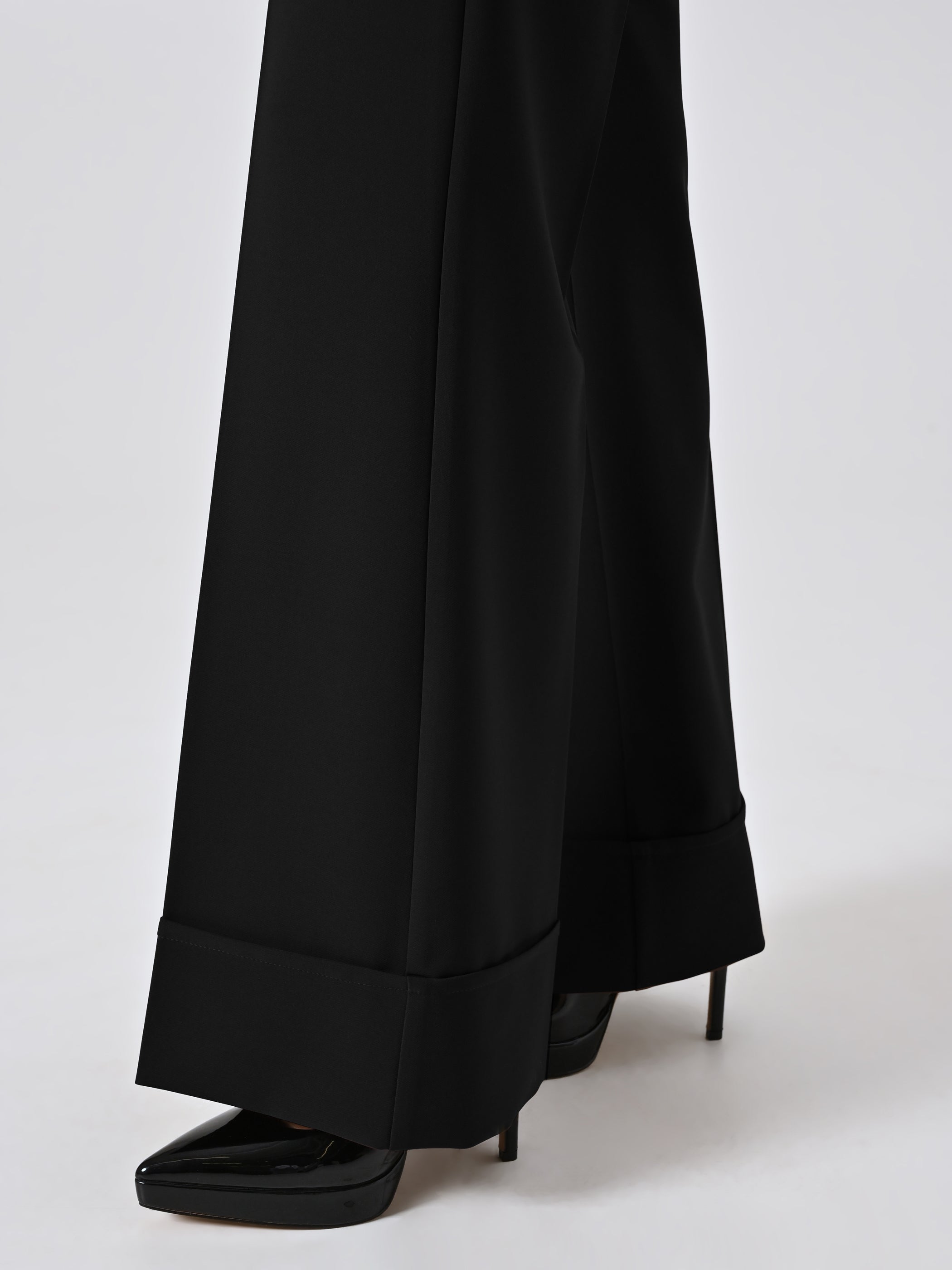 Pantalon large à revers maxi en tissu technique