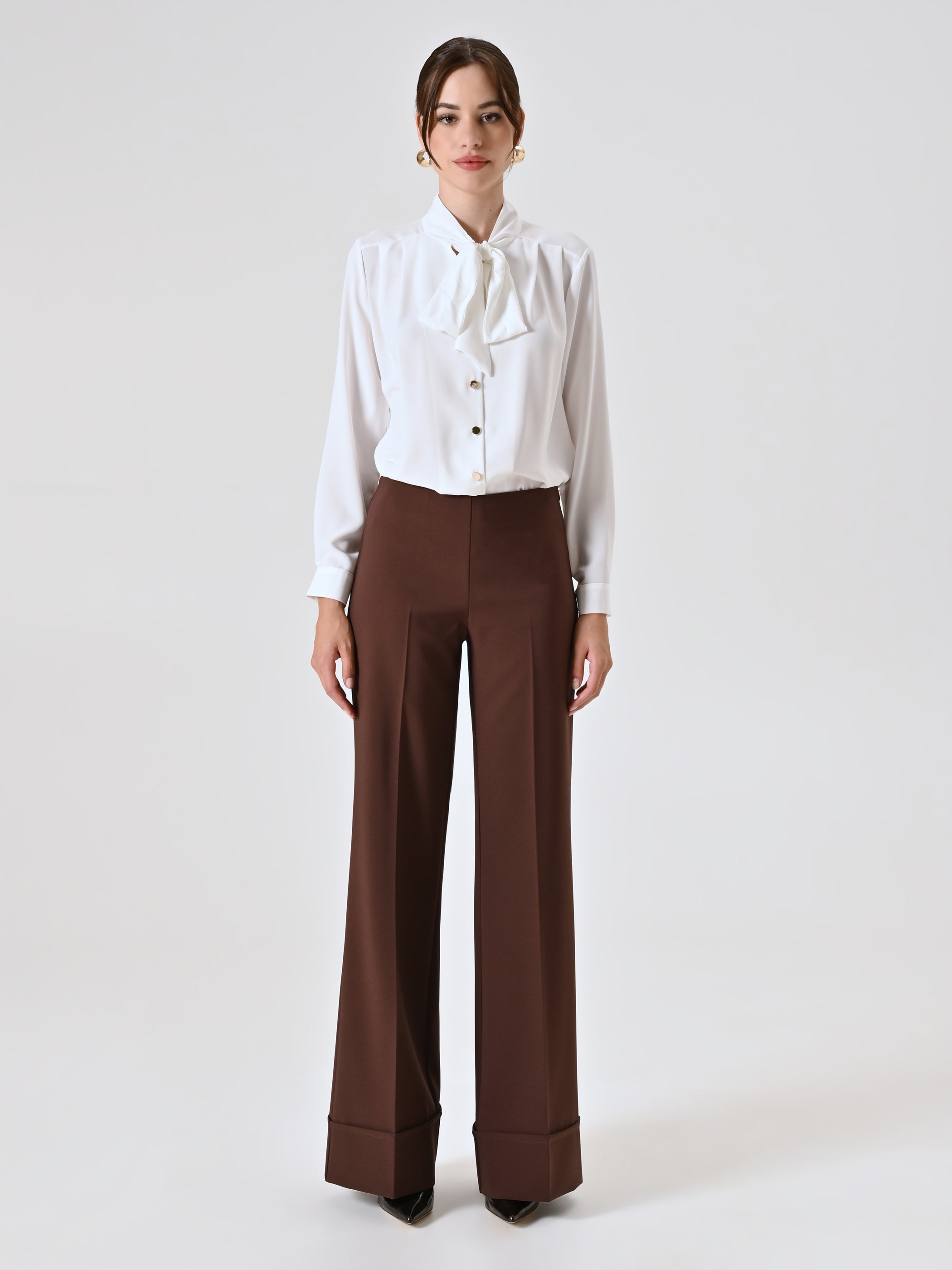 Pantalon large à revers maxi en tissu technique