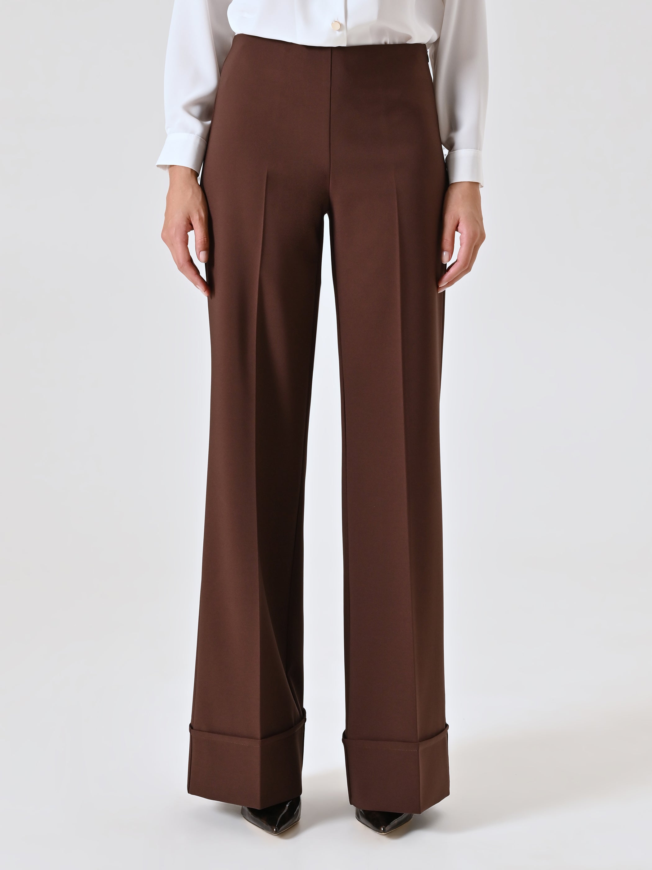 Pantalon large à revers maxi en tissu technique
