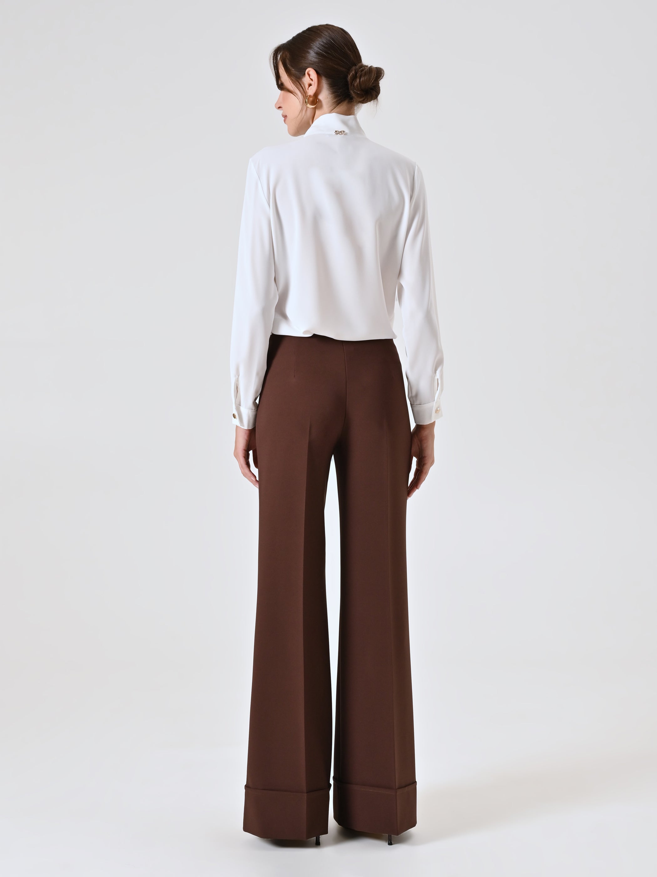 Pantalon large à revers maxi en tissu technique