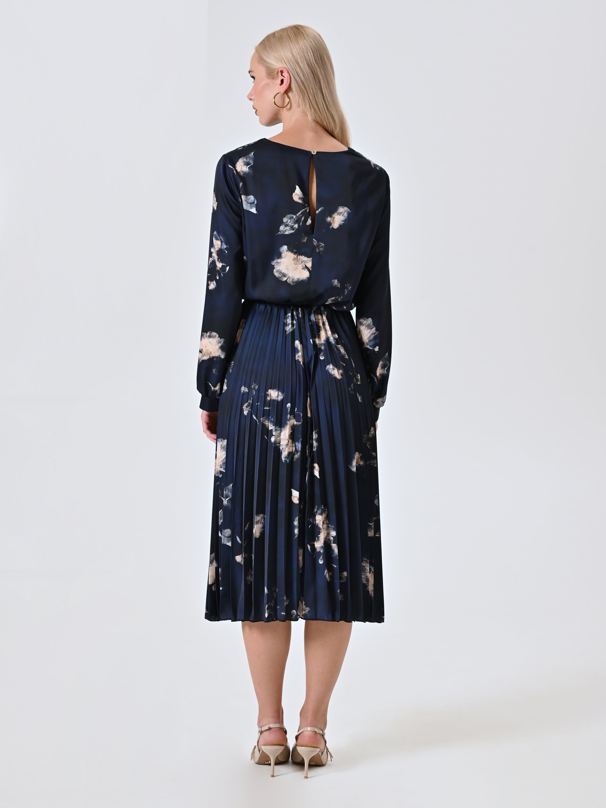 Floral Dress with Pleated Skirt