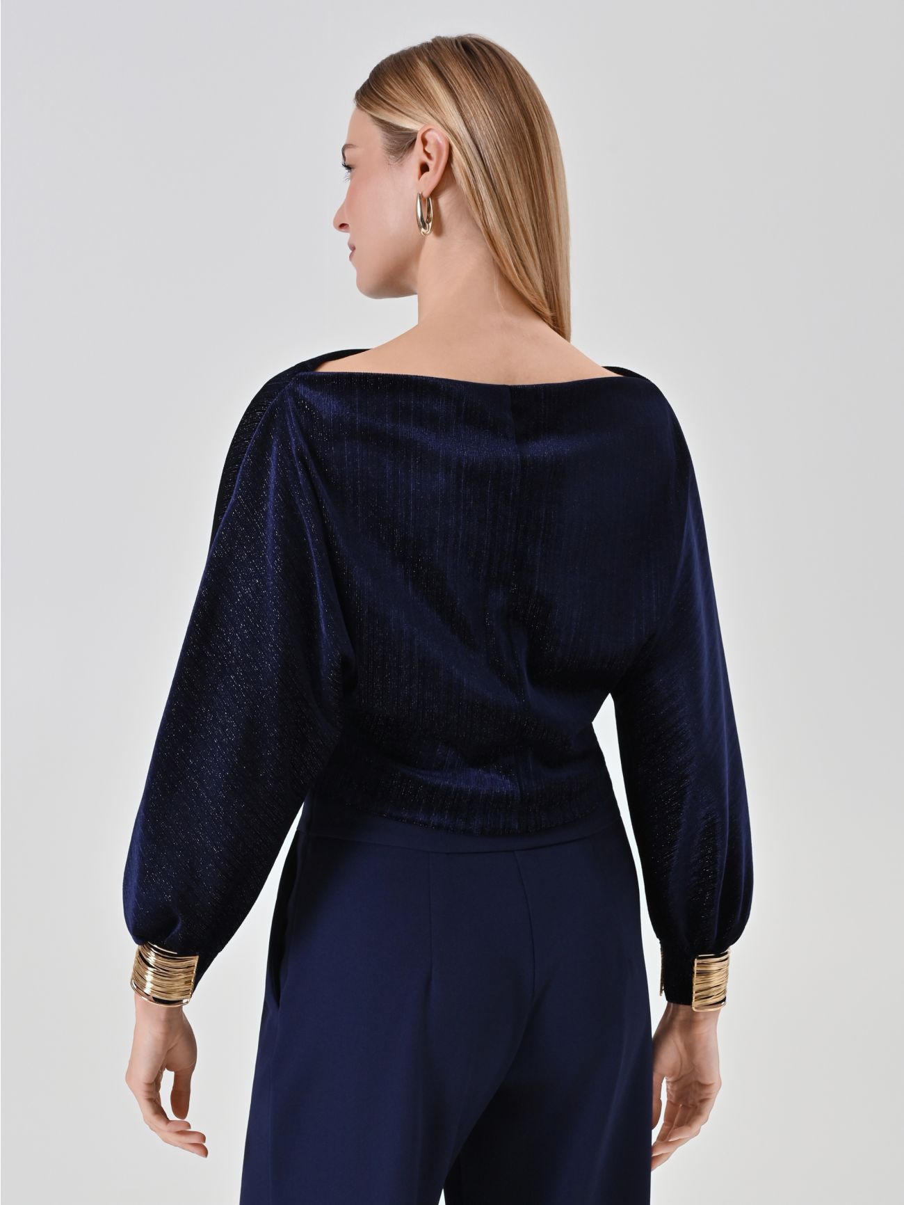 Chemisier en lurex à manches bouffantes