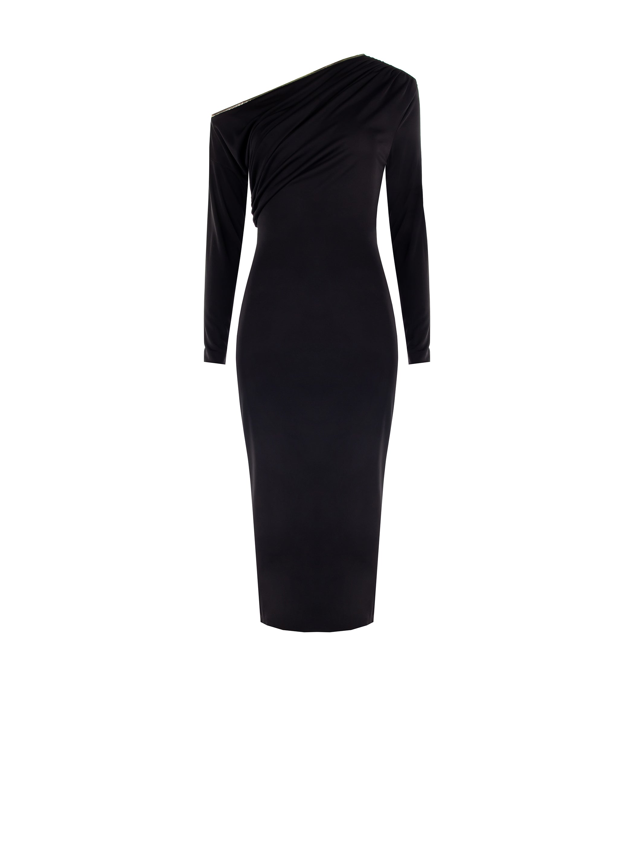 Robe asymétrique à passepoil métallique