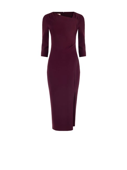 Robe fourreau midi bordeaux