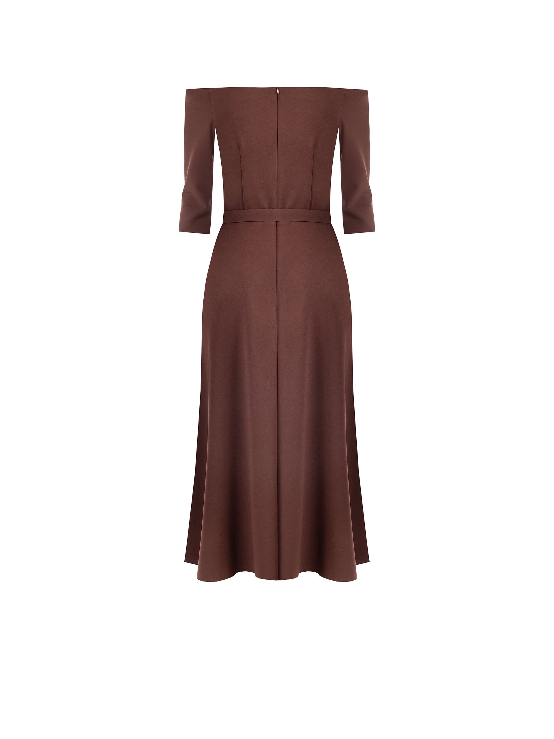 Belted Red Midi Dress Woman