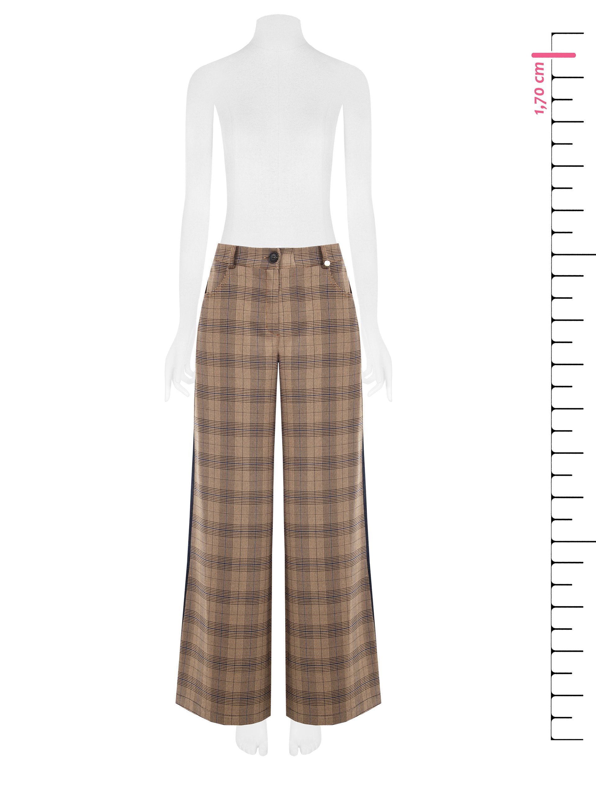 Plaid and Denim Palazzo Trousers