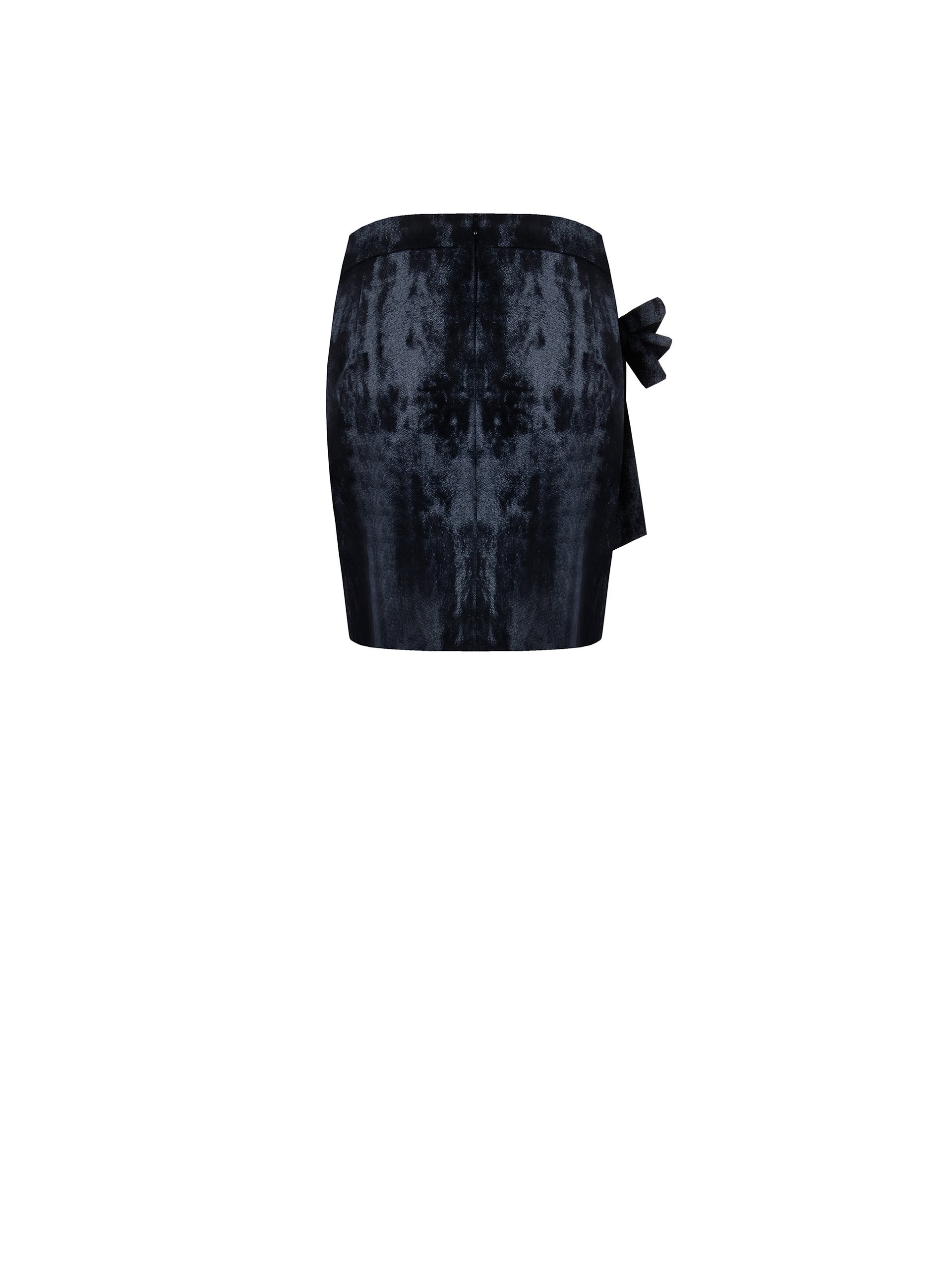 Velvet Wrap Mini Skirt with Side Bow