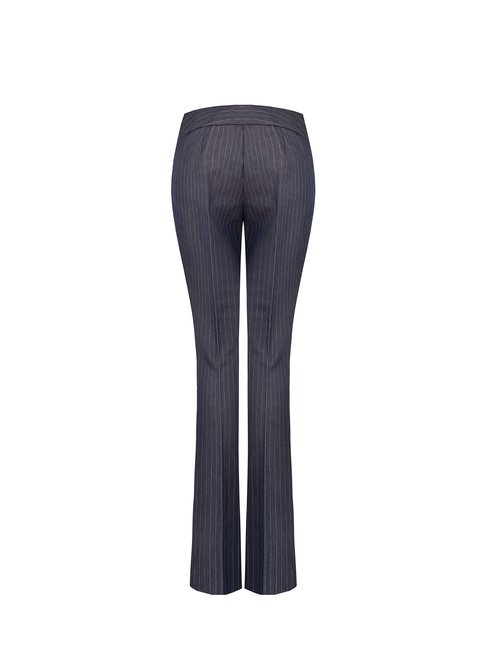 Pantalon évasé à rayures fines taille haute