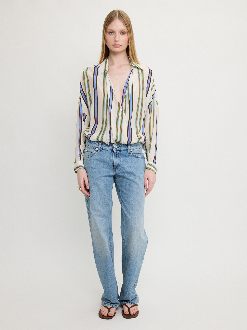 Striped Wrap Blouse