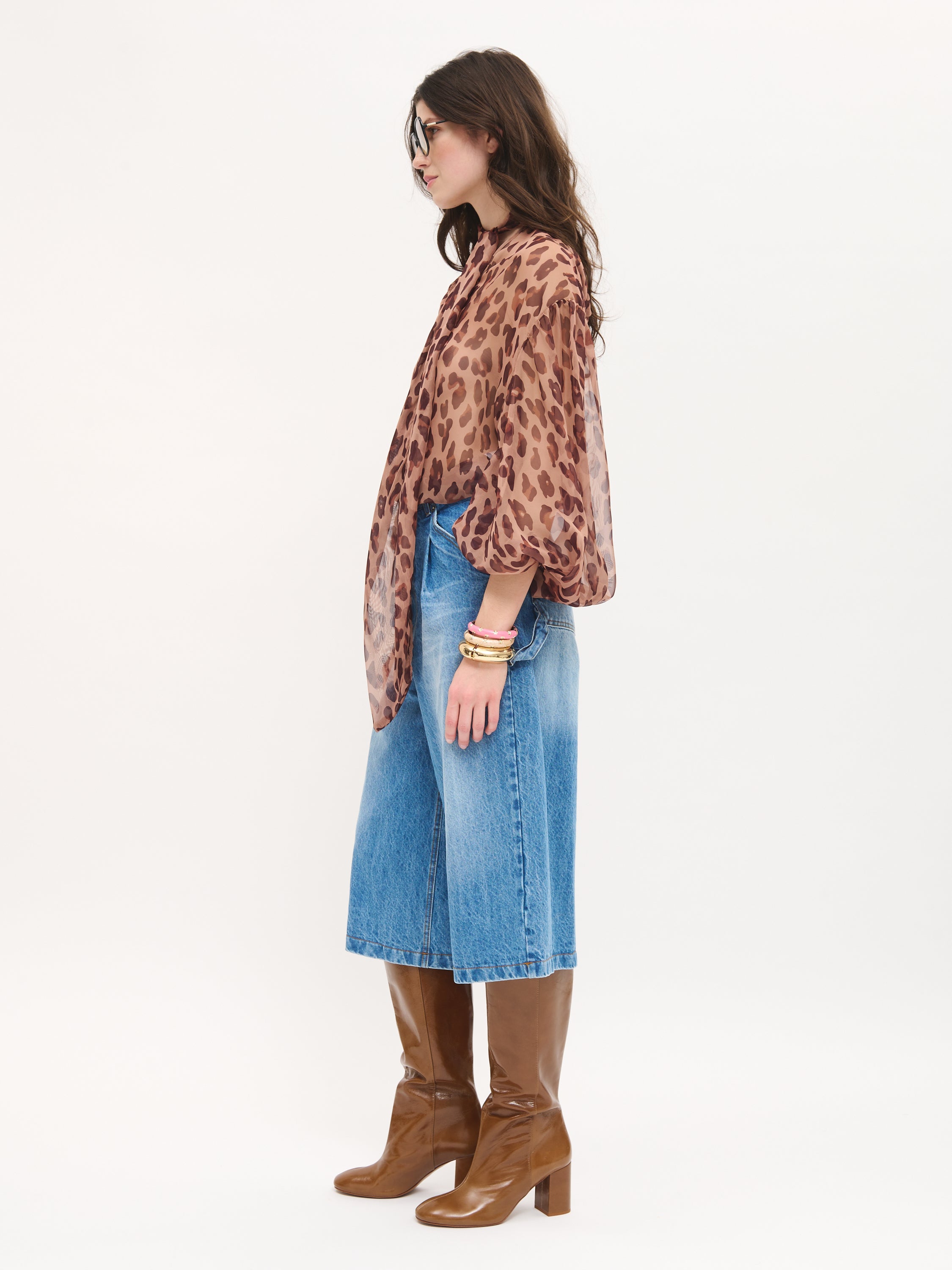 Chemisier léopard semi-transparent