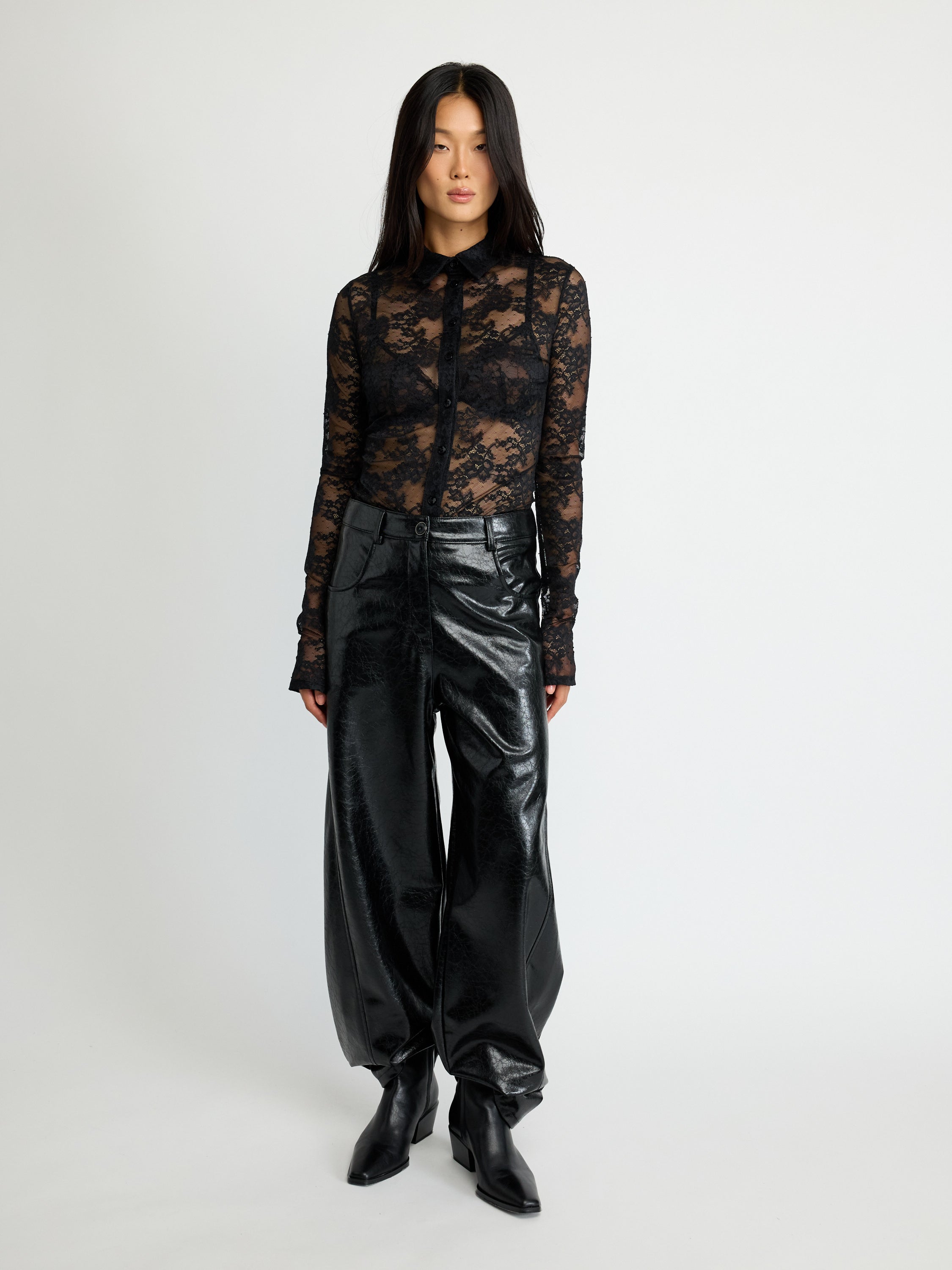 Lace Button-Up Blouse