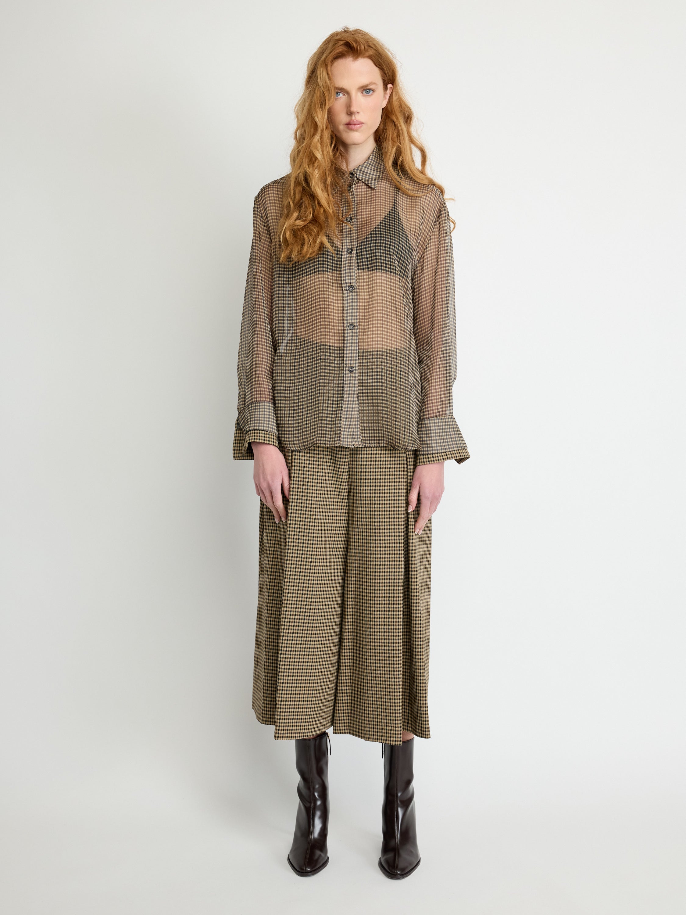 Sheer Checked Blouse